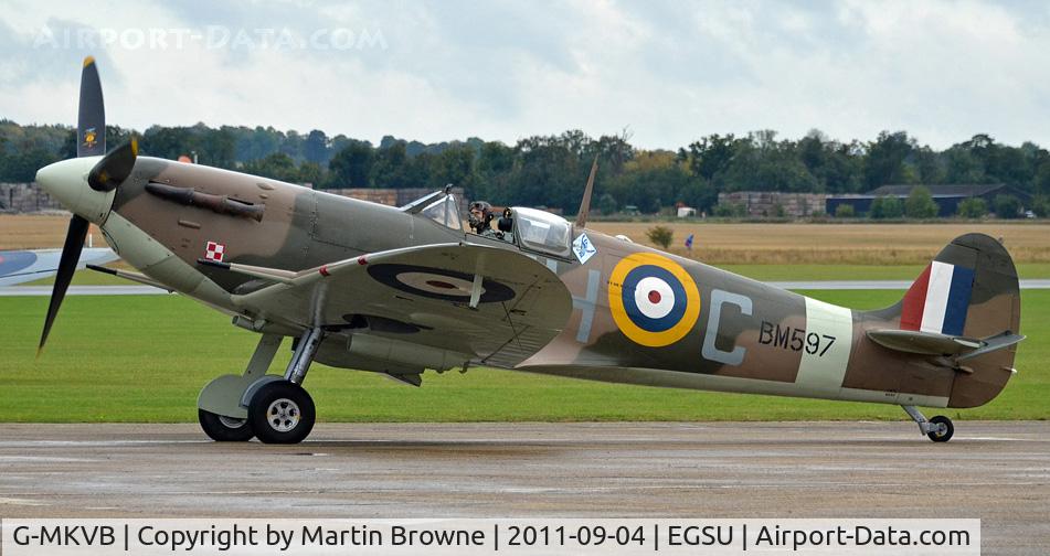 G-MKVB, 1942 Supermarine 349 Spitfire LF.Vb C/N CBAF.2461, DULL AND RAINY  - CHARLIE BROWN IN HIS USUAL MOUNT!