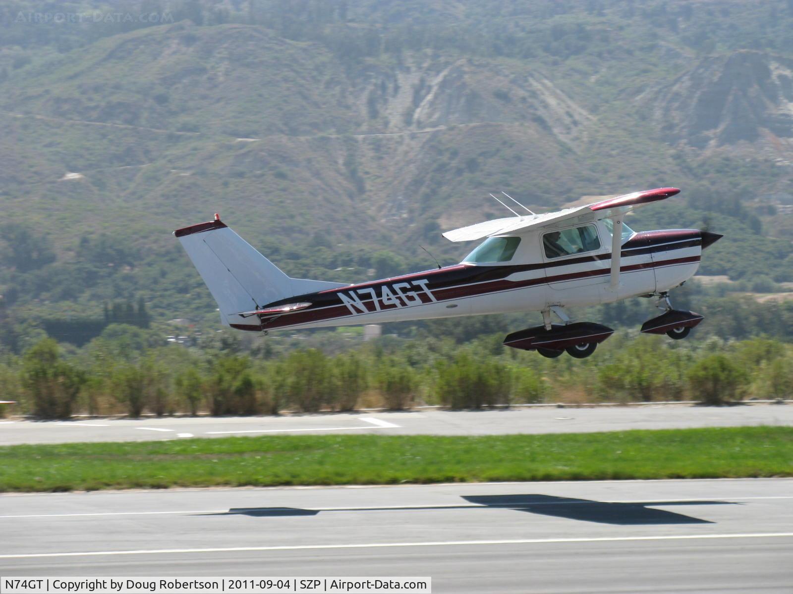 N74GT, 1969 Cessna 150J C/N 15070302, 1969 Cessna 150J, Continental O-200 100 Hp, takeoff climb Rwy 22