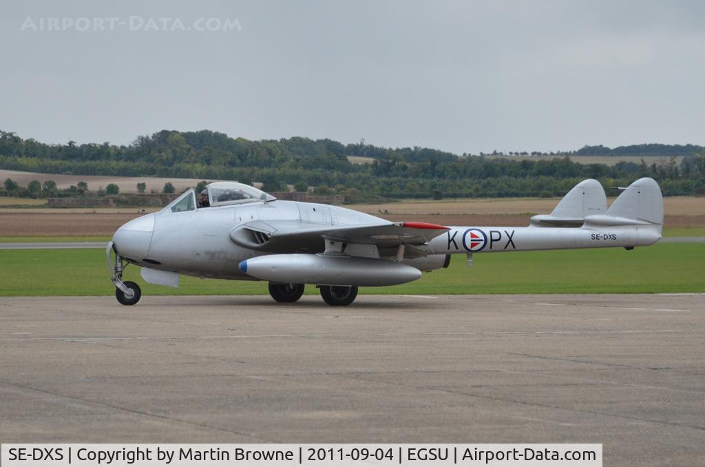 SE-DXS, 1952 De Havilland (FFA) DH-100 Vampire FB6 C/N 705, SHOT AT DUXFORD