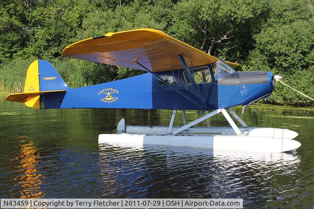 N43459, 1946 Taylorcraft BC12-D C/N 7118, At Lake Winnebago, during 2011 Oshkosh Week