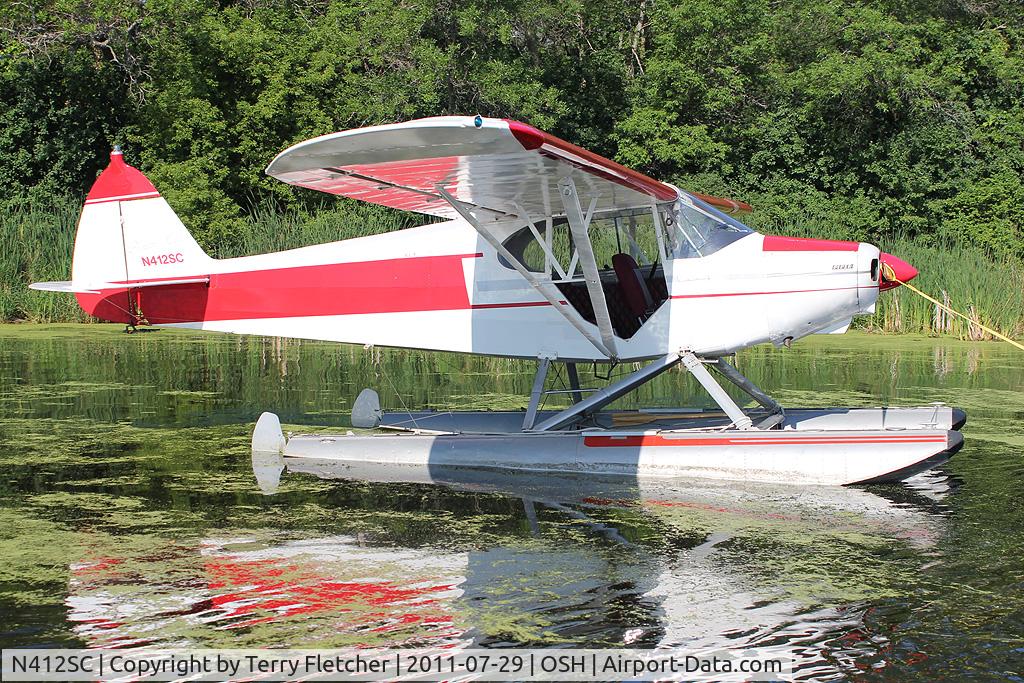 N412SC, 1946 Piper PA-12 Super Cruiser C/N 12-868, At Lake Winnebago, during 2011 Oshkosh Week
