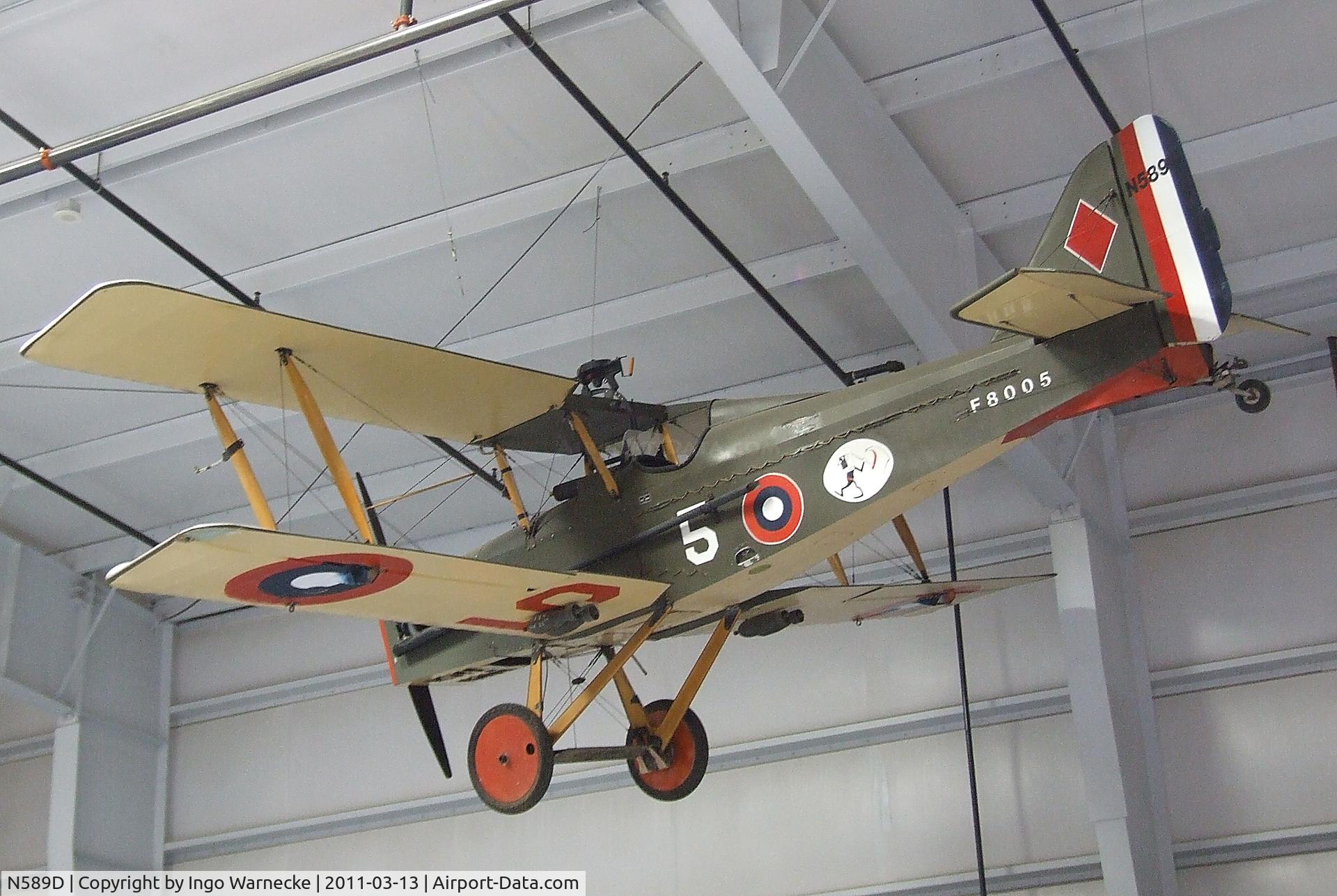 N589D, 1990 Royal Aircraft Factory SE-5A Replica C/N F8005, Kline F.O. KSE5A (S.E.5A 3/4 scale replica) at the CAF Arizona Wing Museum, Mesa AZ
