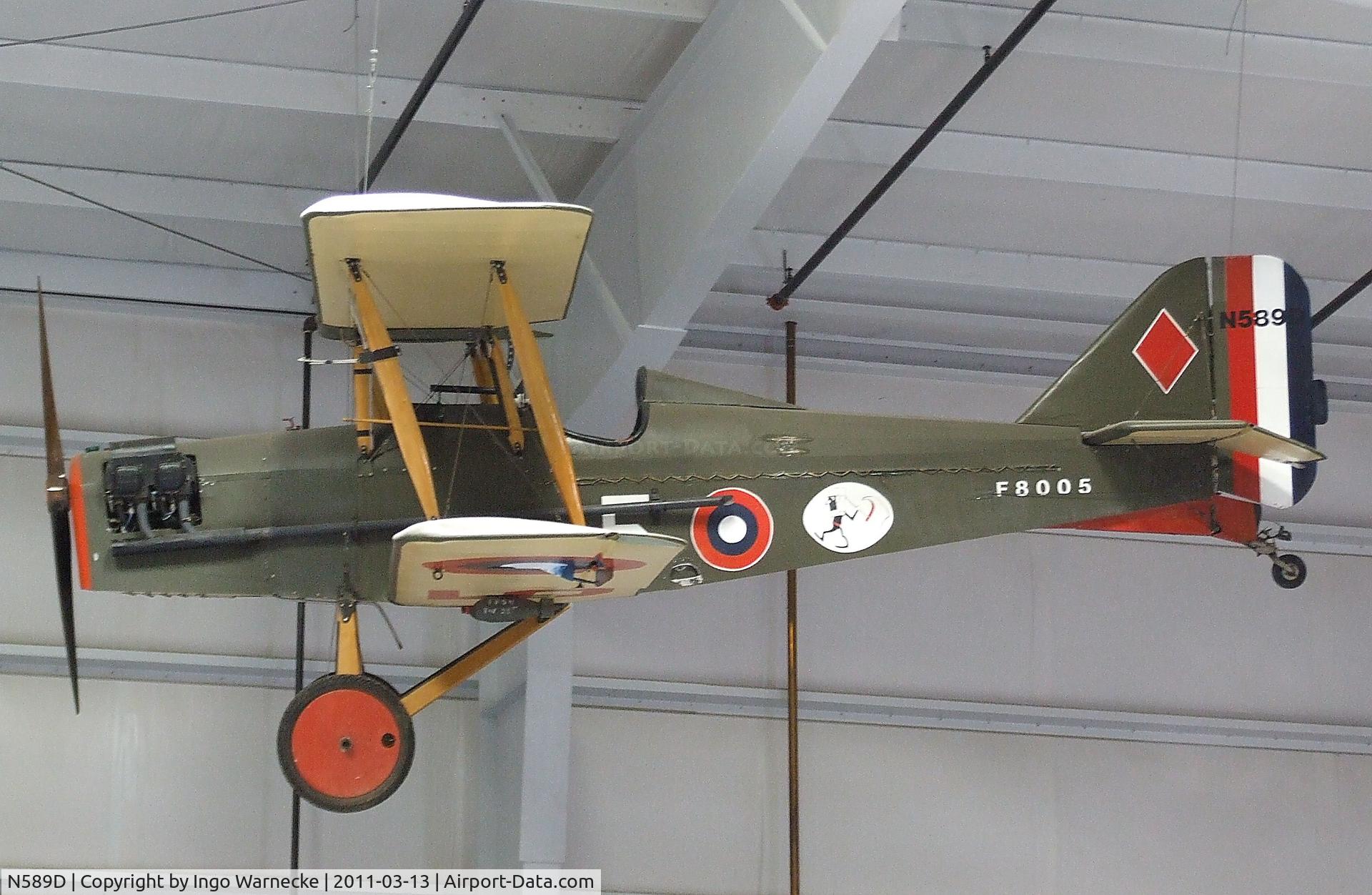N589D, 1990 Royal Aircraft Factory SE-5A Replica C/N F8005, Kline F.O. KSE5A (S.E.5A 3/4 scale replica) at the CAF Arizona Wing Museum, Mesa AZ
