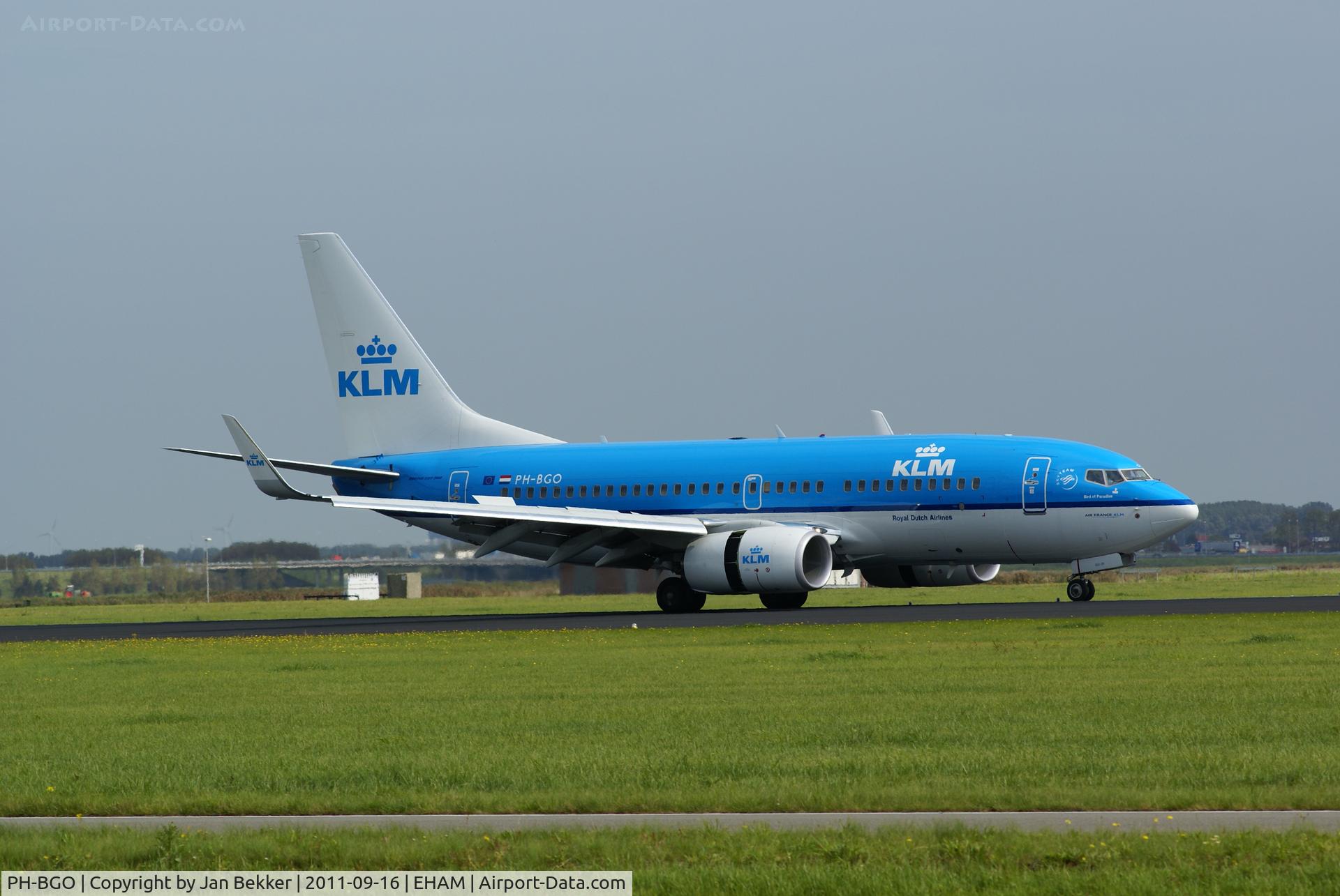 PH-BGO, 2011 Boeing 737-7K2 C/N 38126, Just after landing on the Polderbaan at Schiphol