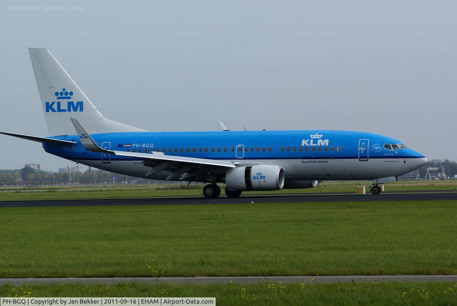 PH-BGQ, 2011 Boeing 737-7K2 C/N 39256, Just after landing on the Polderbaan at Schiphol