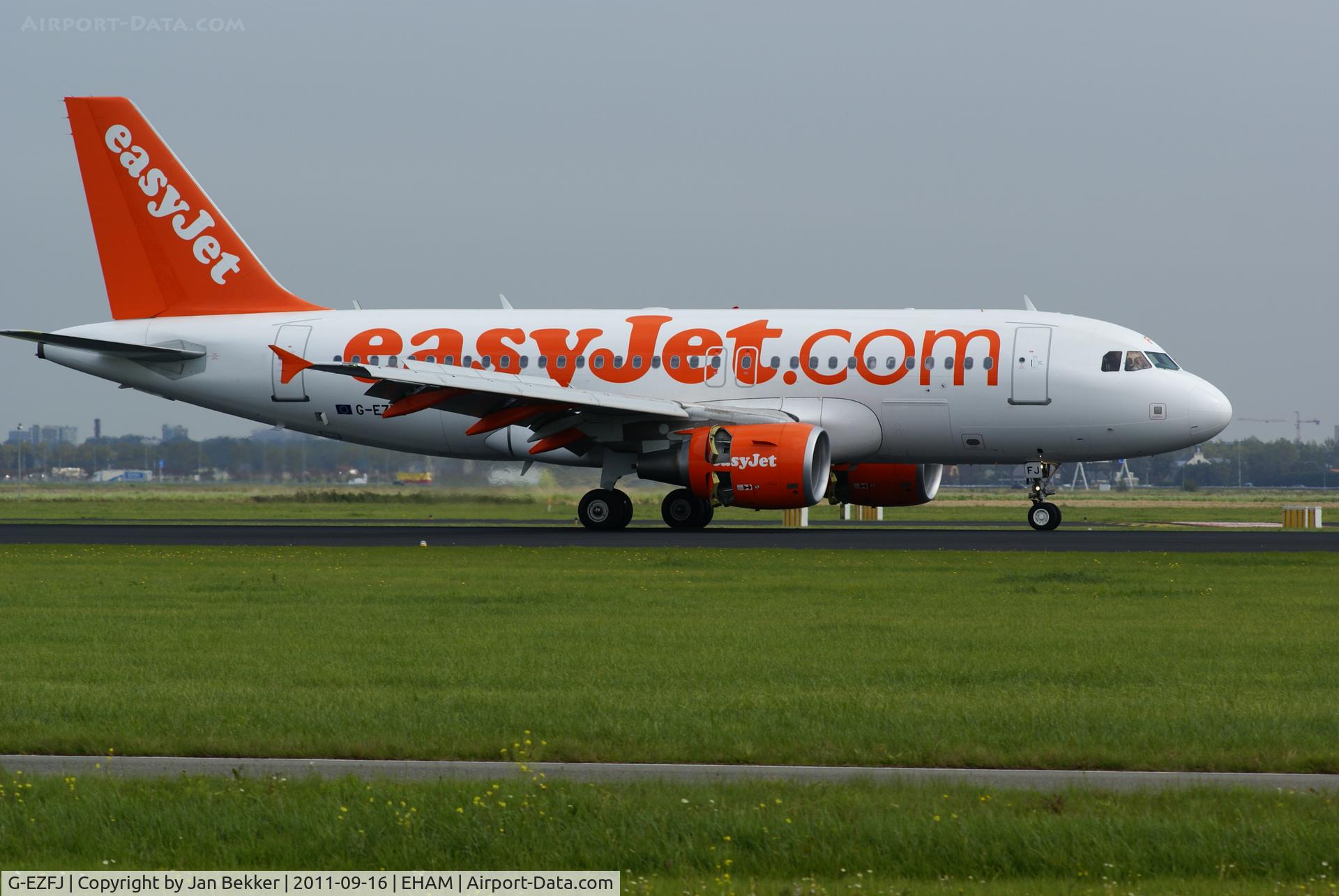 G-EZFJ, 2009 Airbus A319-111 C/N 4040, Just after landing on the Polderbaan at Schiphol.
