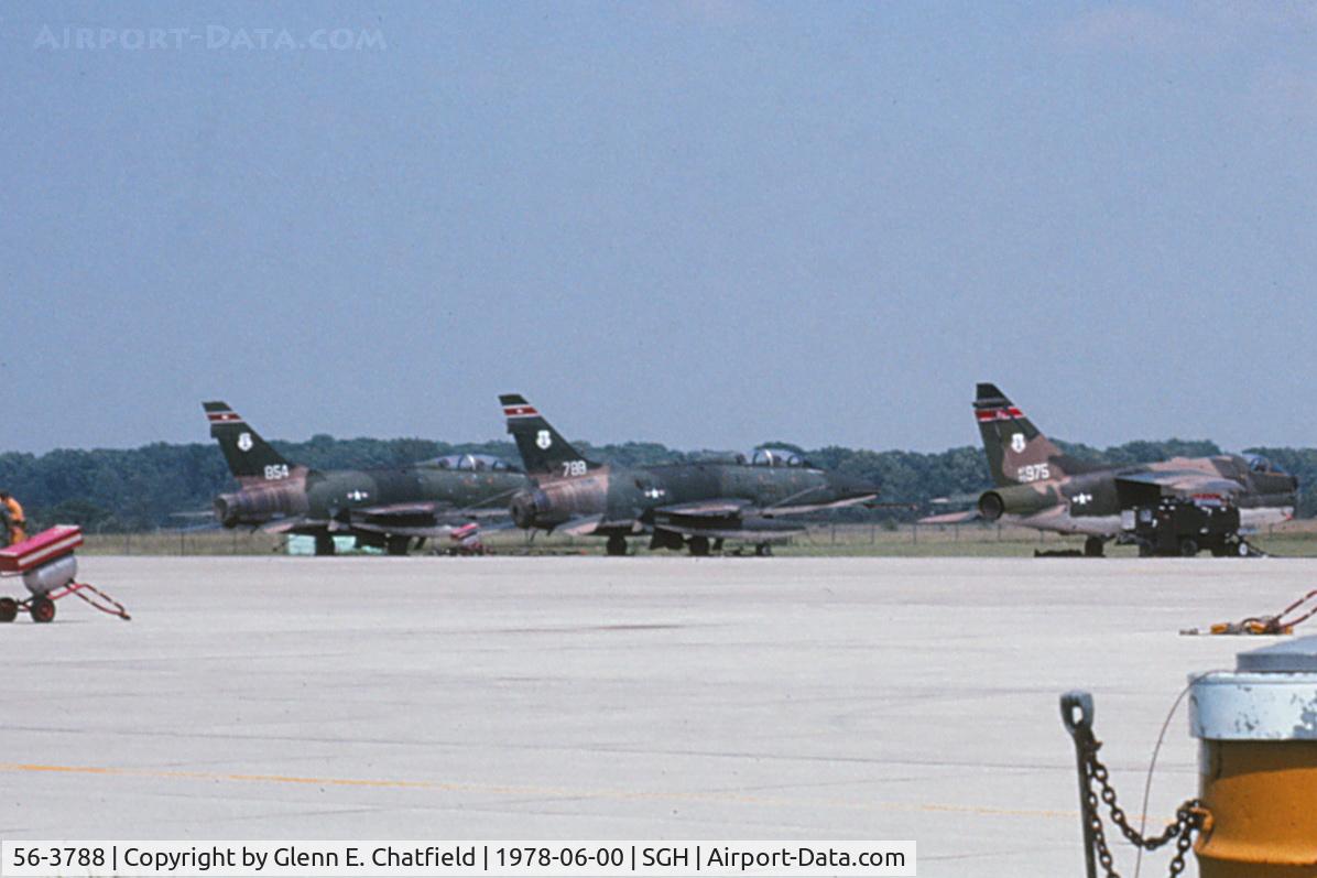 56-3788, 1956 North American F-100F Super Sabre C/N 243-64, On the Air National Guard ramp, used for training.