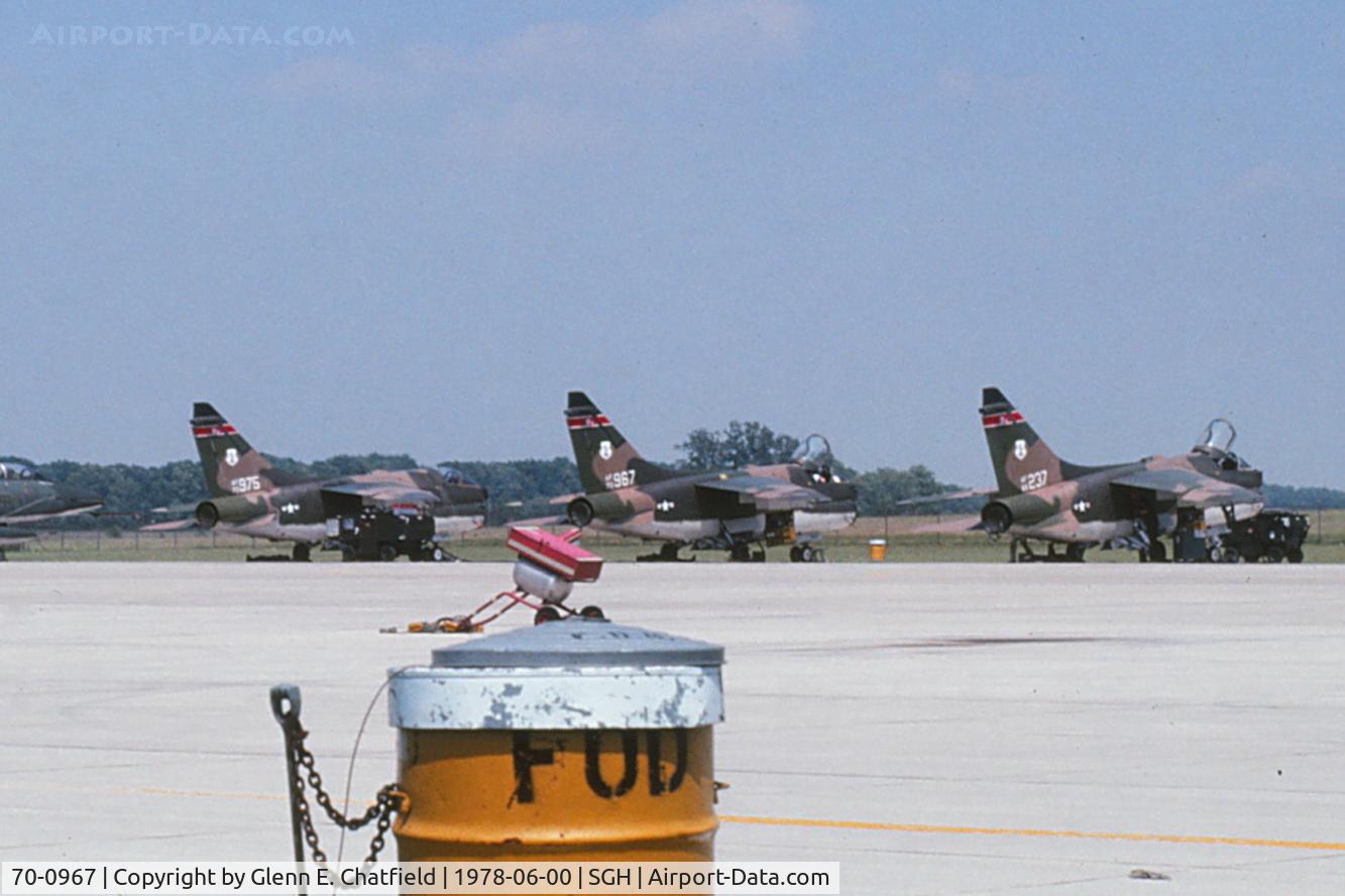 70-0967, 1970 LTV A-7D Corsair II C/N D-113, Sitting on the Air National Guard Ramp, center plane in the photo