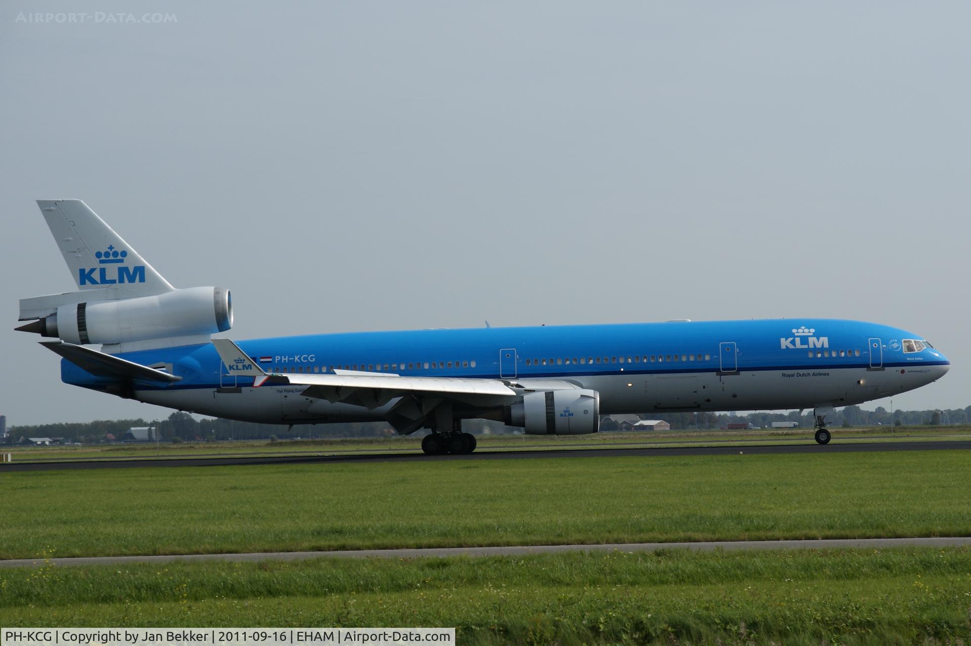 PH-KCG, 1995 McDonnell Douglas MD-11 C/N 48561, Just after landing on the Polderbaan at Schiphol