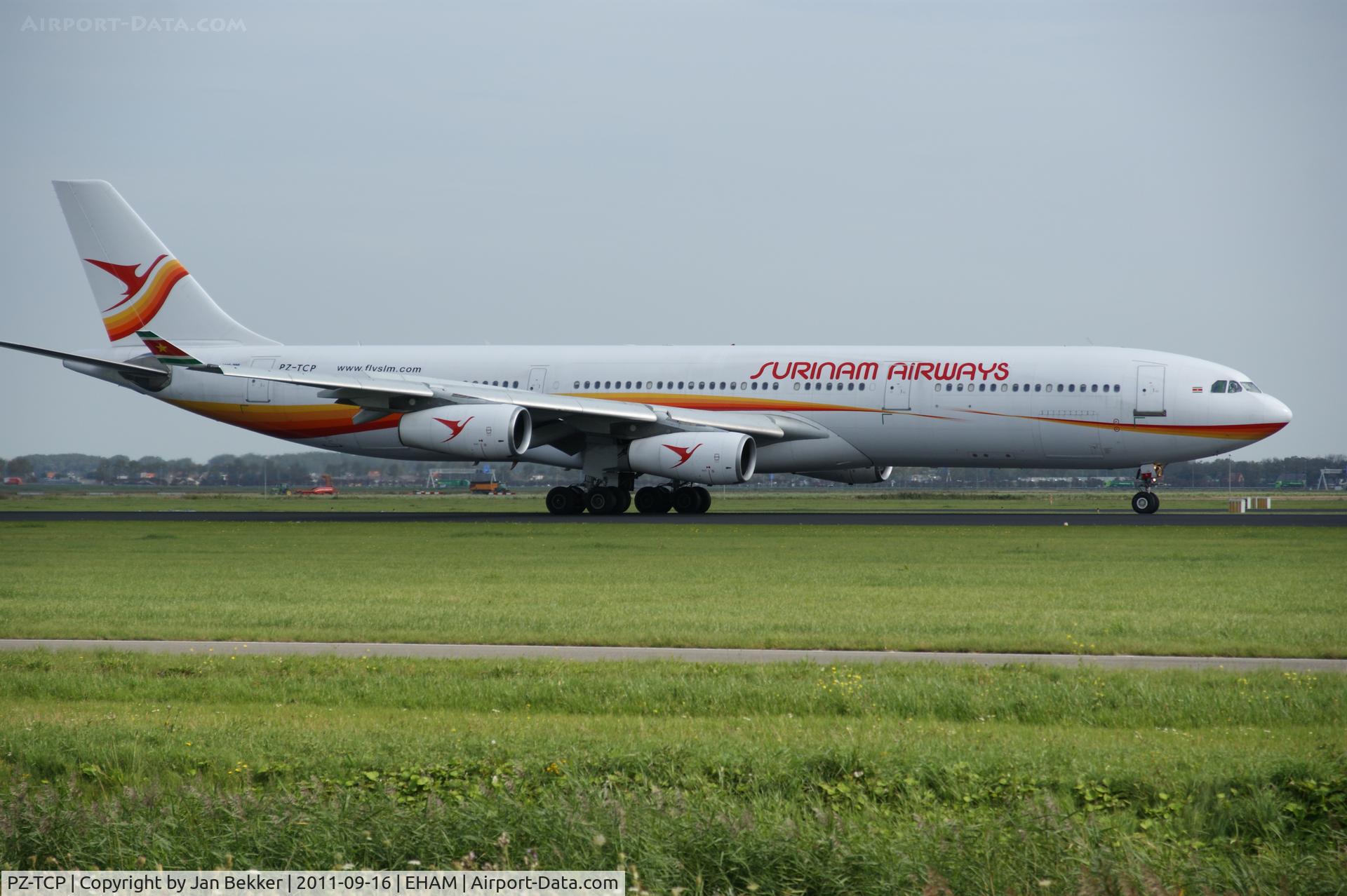 PZ-TCP, 1994 Airbus A340-312 C/N 049, Just after landing, still on the Polderbaan at Schiphol