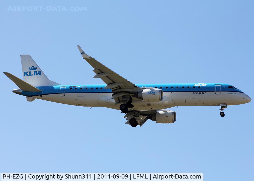 PH-EZG, 2009 Embraer 190LR (ERJ-190-100LR) C/N 19000315, Landing rwy 31R