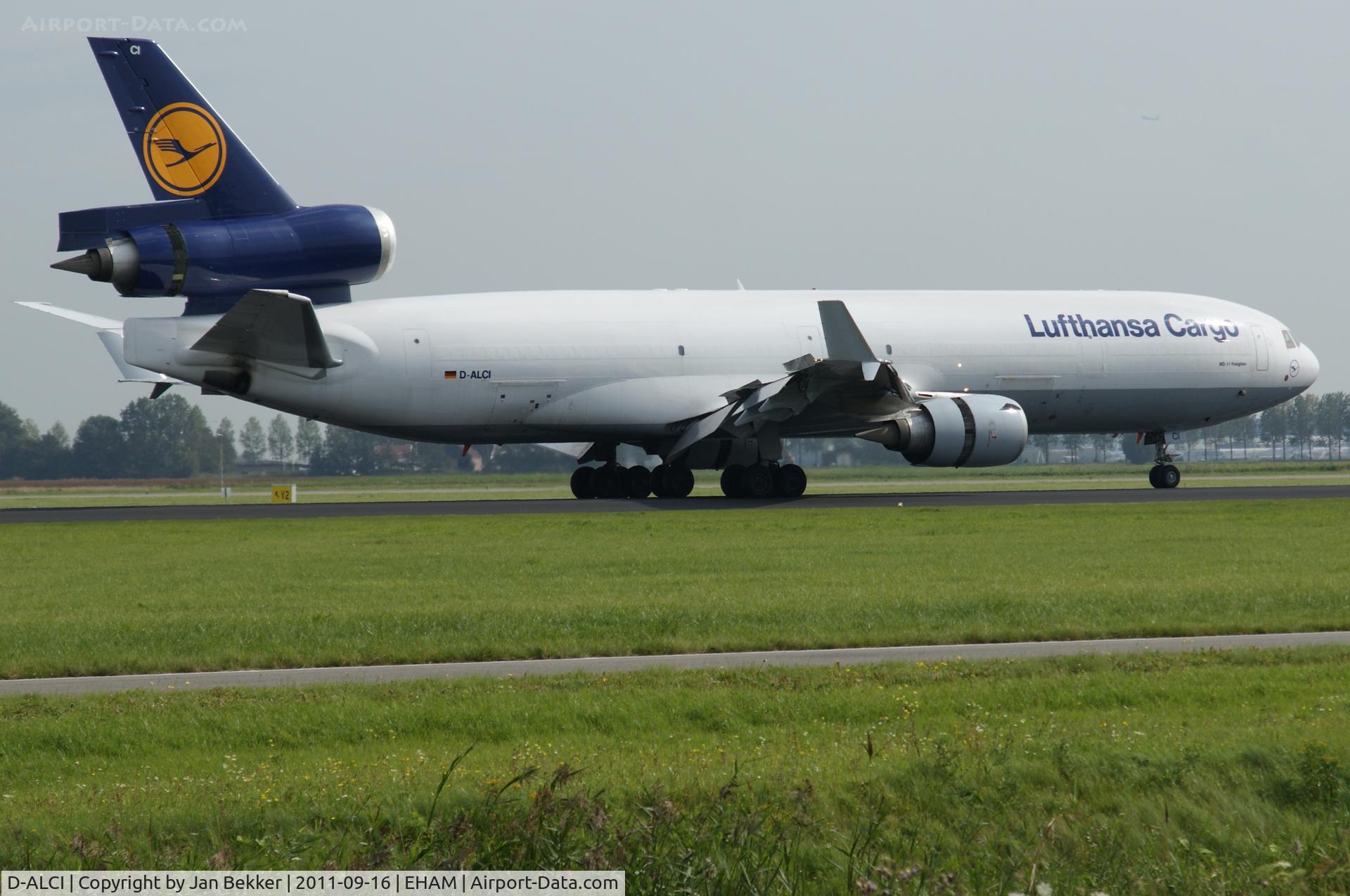 D-ALCI, 2000 McDonnell Douglas MD-11F C/N 48800, Just after landing, still on the Polderbaan, at Schiphol