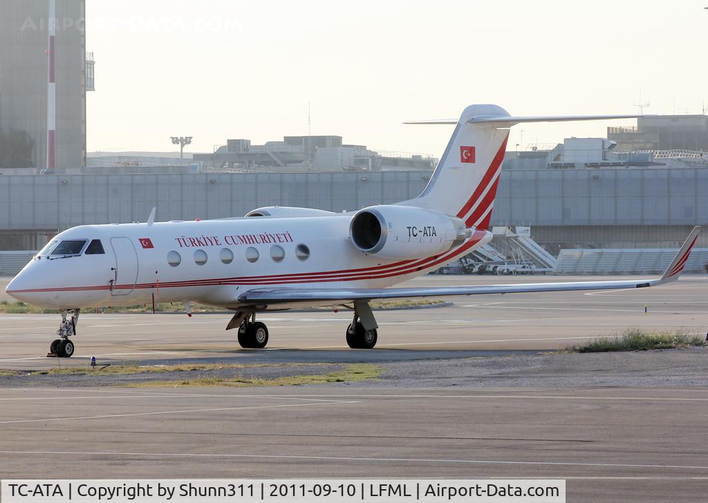 TC-ATA, 1988 Gulfstream Aerospace IV C/N 1043, Parked at the General Aviation area...