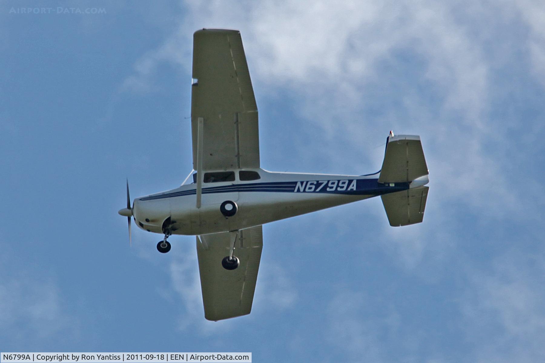N6799A, 1956 Cessna 172 C/N 28899, Final straight in on runway 02, Dillant-Hopkins Airport, Keene, NH