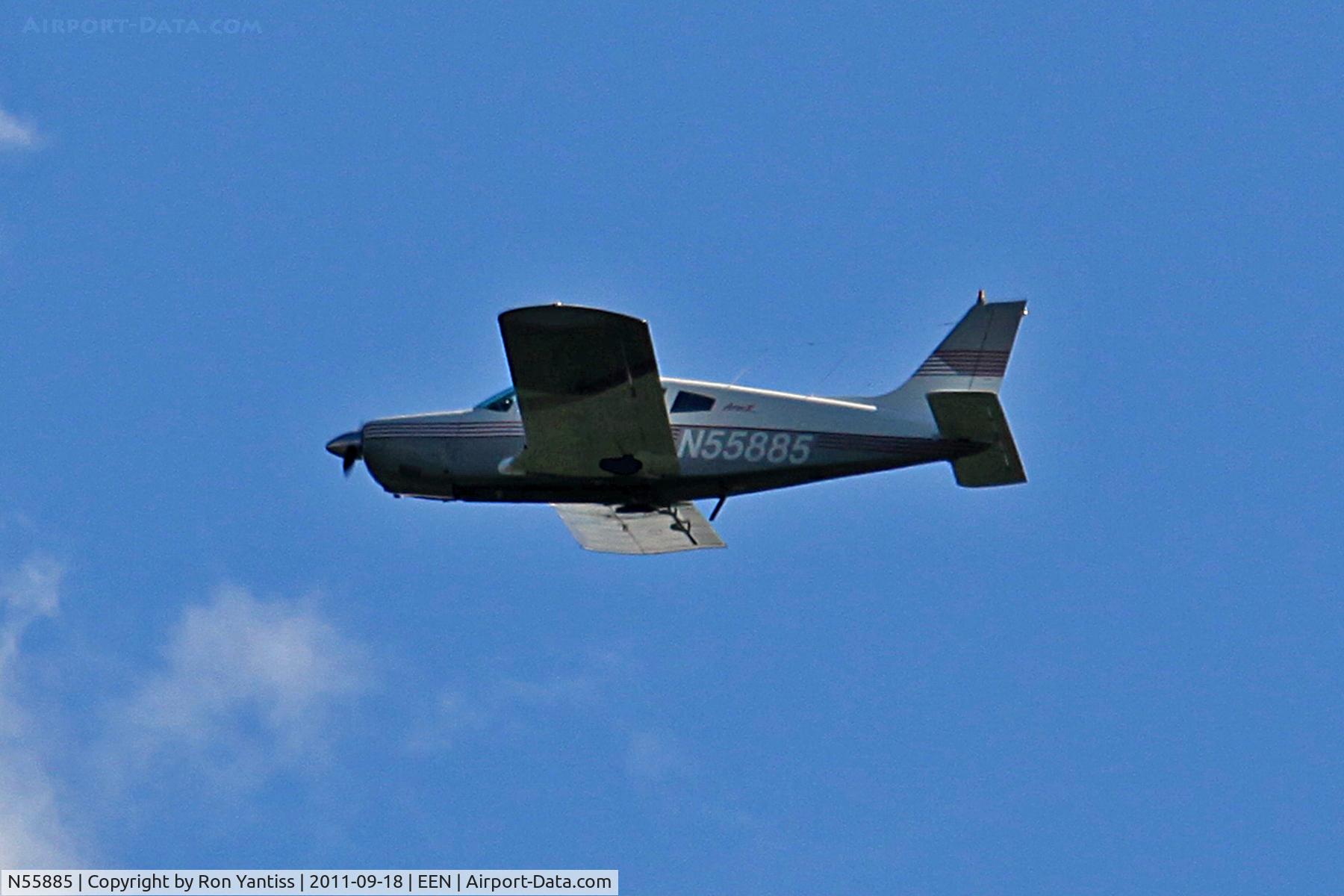 N55885, 1973 Piper PA-28R-200 Cherokee Arrow C/N 28R-7335305, Left upwind runway 02 setting up for downwind base runway 02 final, Dillant-Hopkins Airport, Keene, NH