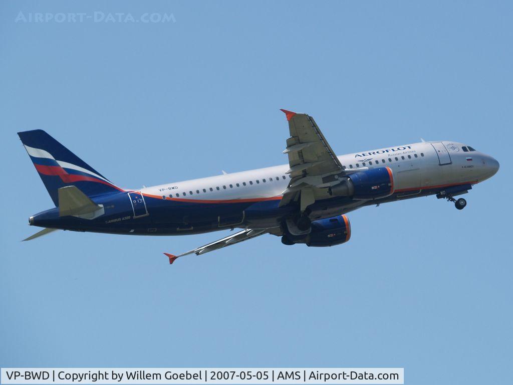 VP-BWD, 2003 Airbus A320-214 C/N 2116, Take off from  Schiphol Airport Amsterdam