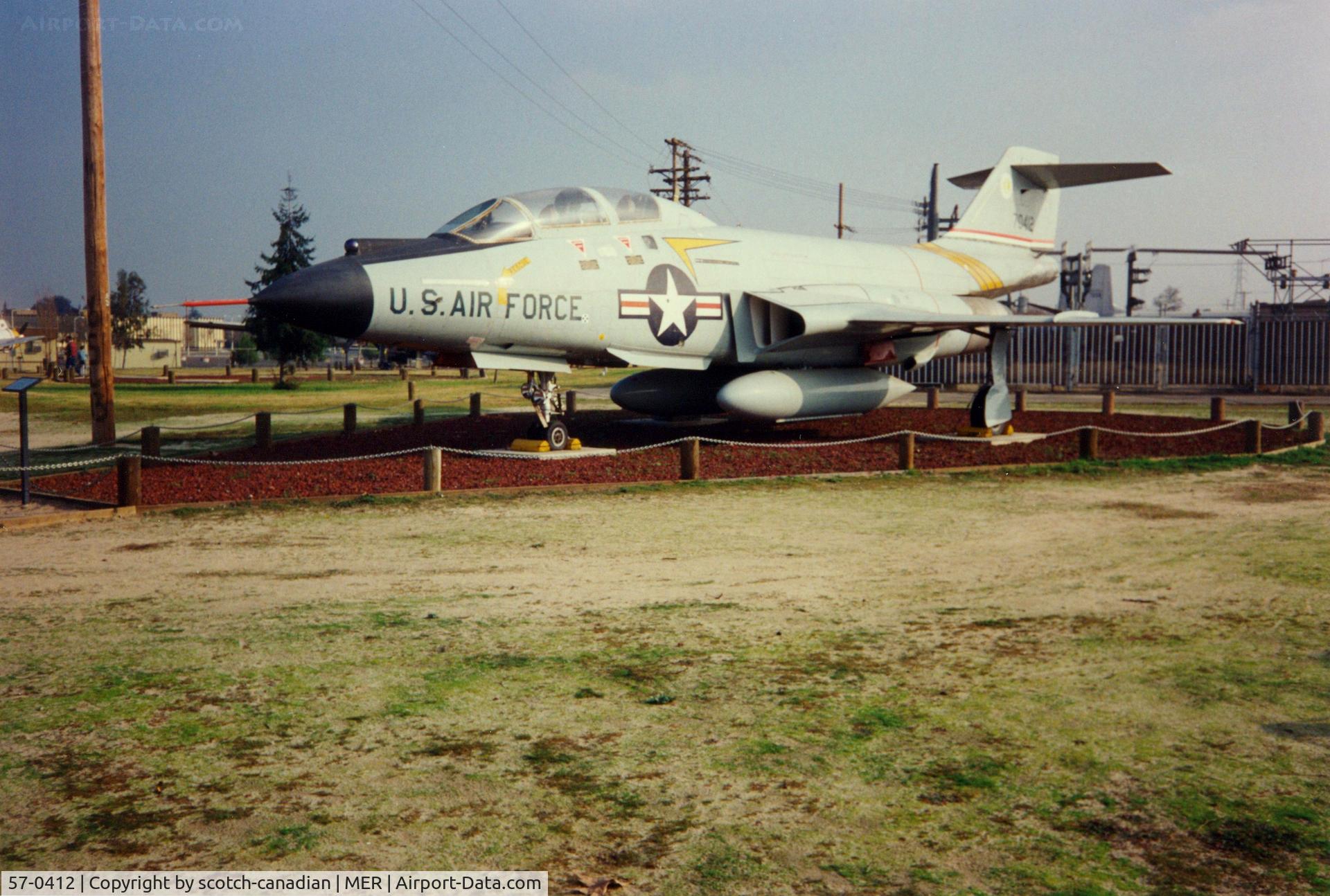 57-0412, 1957 McDonnell F-101B Voodoo C/N 590, McDonnell F-101B Voodoo at Castle Air Museum, Atwater, CA - July 1989
