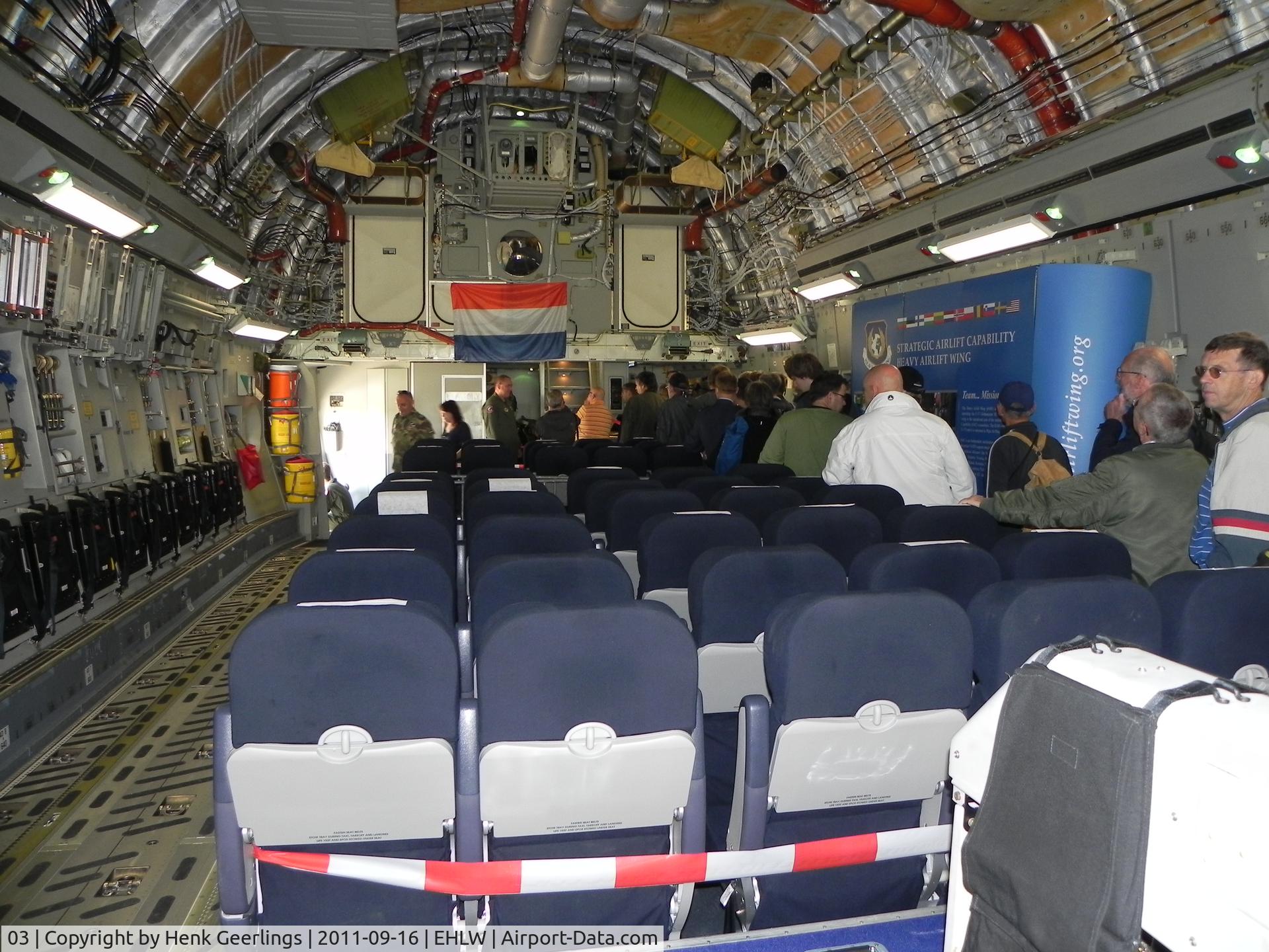 03, 2009 Boeing C-17A Globemaster III C/N F-211, Cabin C-17 . Hungary AF / NATO ; Dutch Air Force Open Day at Leeuwarden AFB