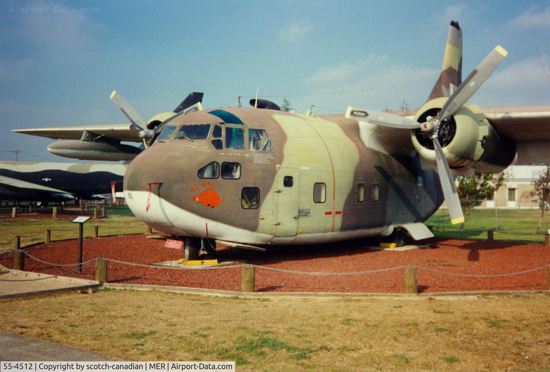 55-4512, 1955 Fairchild C-123K Provider C/N 20173, Fairchild C-123K Provider at Castle Air Museum, Atwater, CA - July 1989