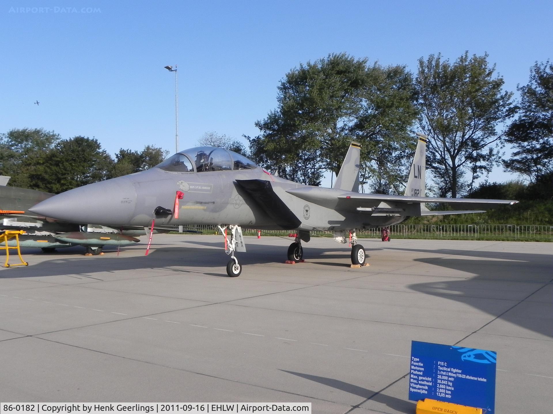 86-0182, 1986 McDonnell Douglas F-15D Eagle C/N 0994/D062, USAF ;  Dutch AF Open House 