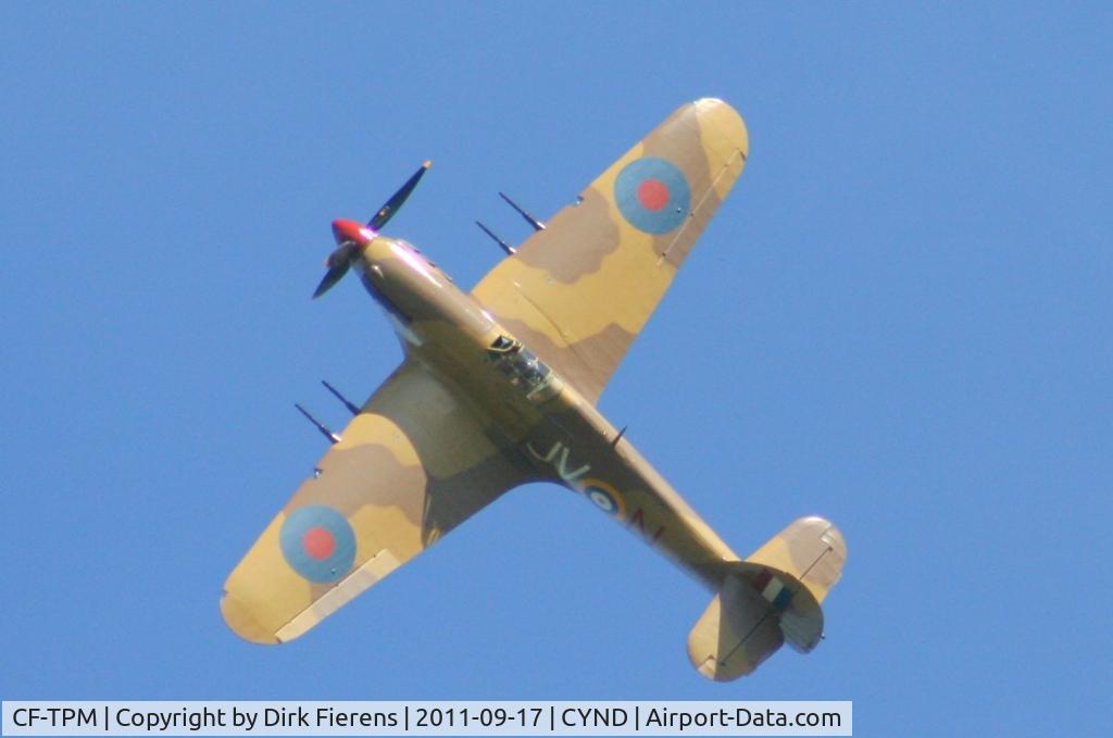CF-TPM, 1943 Hawker Hurricane IV C/N KZ321, Doing a roll over at the 2011 Wings of Canada  Airshow.