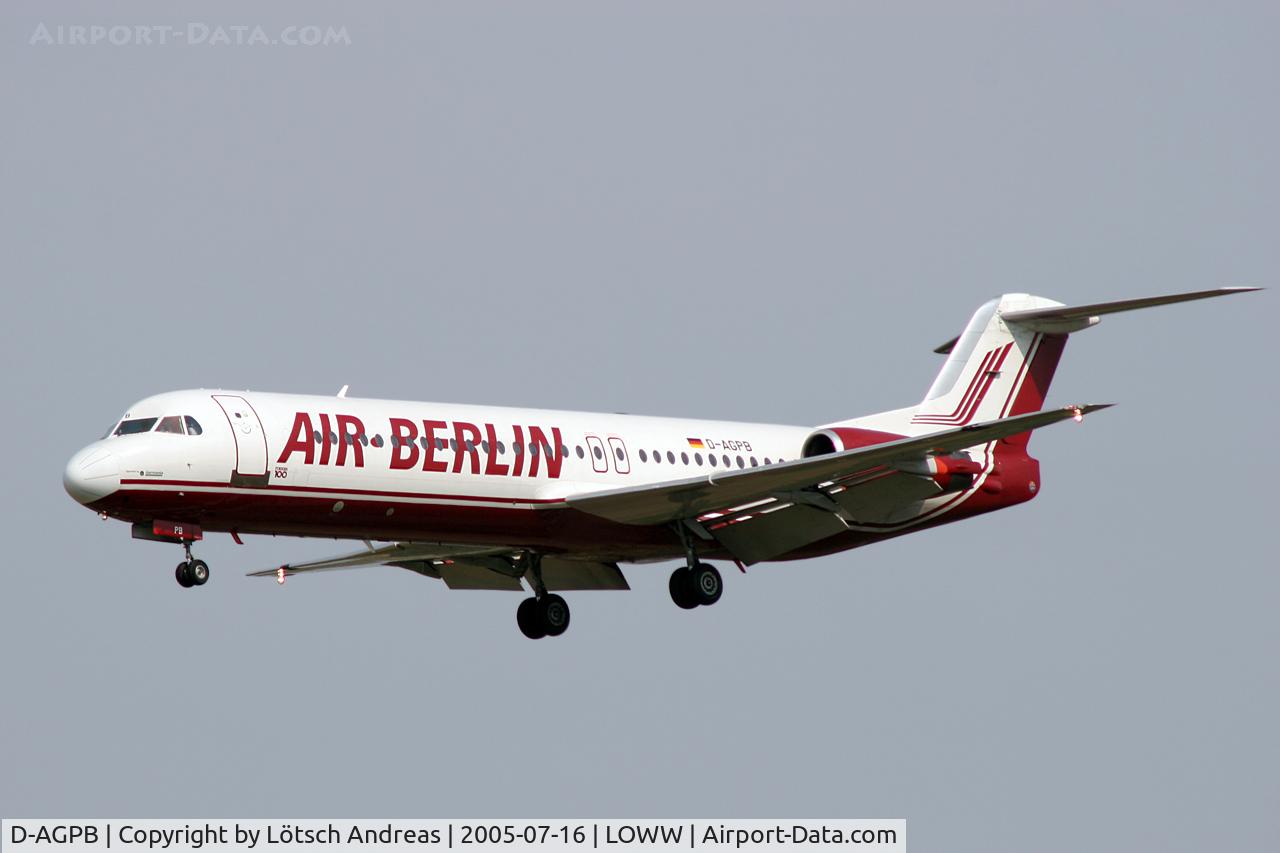 D-AGPB, 1989 Fokker 100 (F-28-0100) C/N 11278, one of the F100 from AB