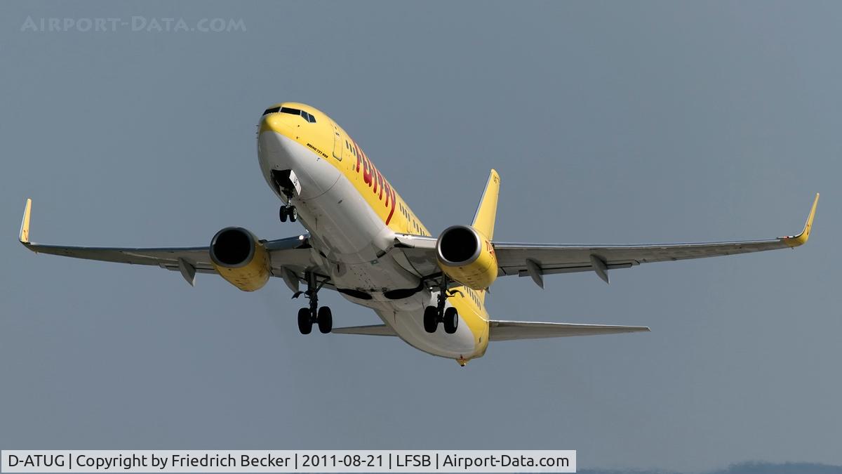 D-ATUG, 2006 Boeing 737-8K5 C/N 34688, northbound departure from Basel