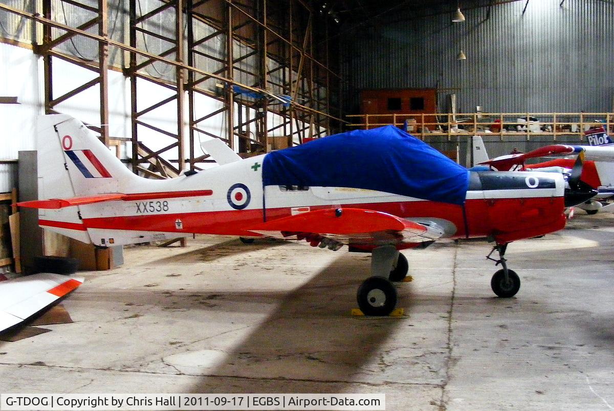 G-TDOG, 1973 Scottish Aviation Bulldog T.1 C/N BH.120/230, wearing its former Liverpool UAS serial XX538