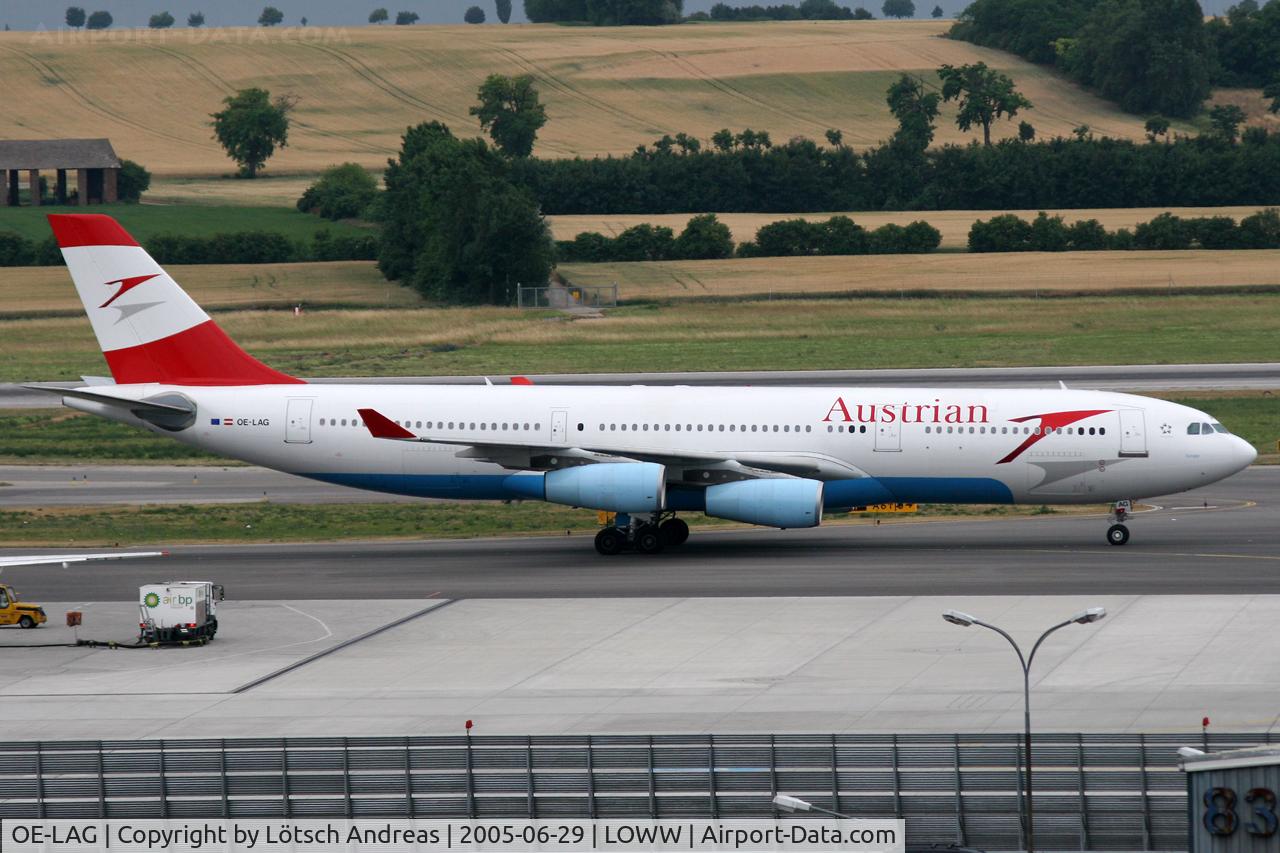 OE-LAG, 1995 Airbus A340-212 C/N 075, taxi to gate