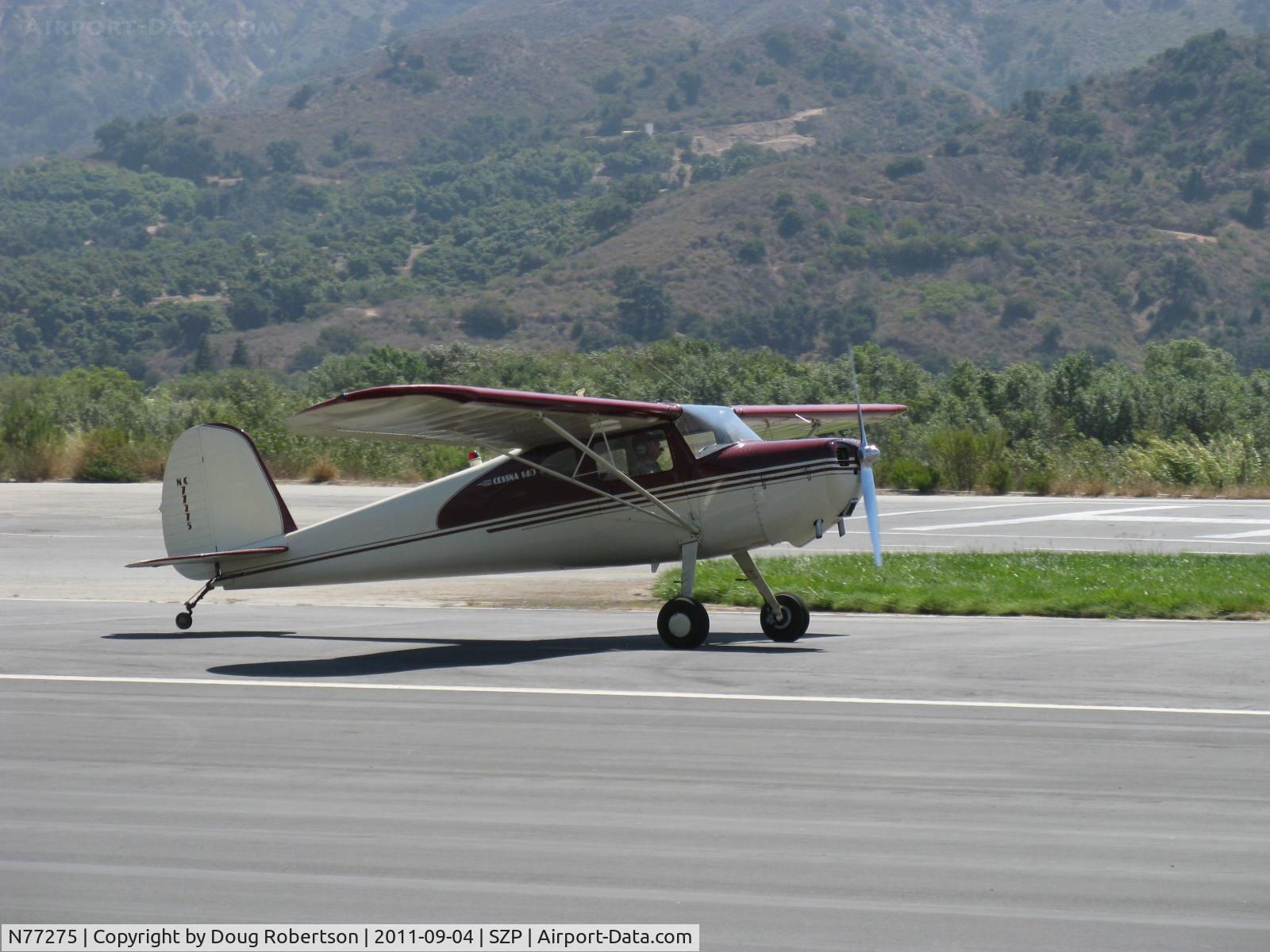N77275, 1946 Cessna 140 C/N 11488, 1946 Cessna 140, Continental C85 85 Hp, landing roll Rwy 22