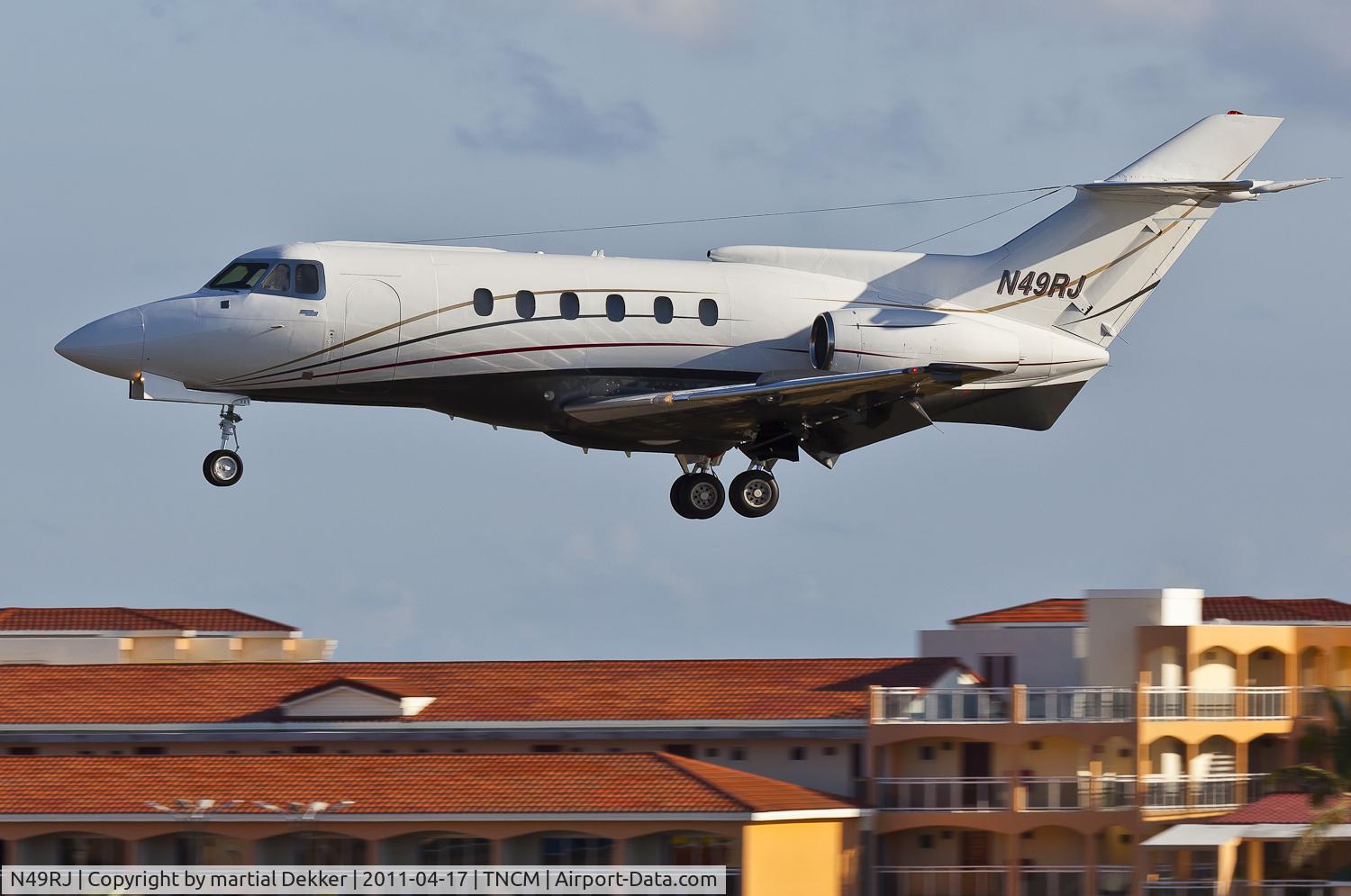 N49RJ, 1977 British Aerospace HS.125-700B C/N 257007, landing at sxm