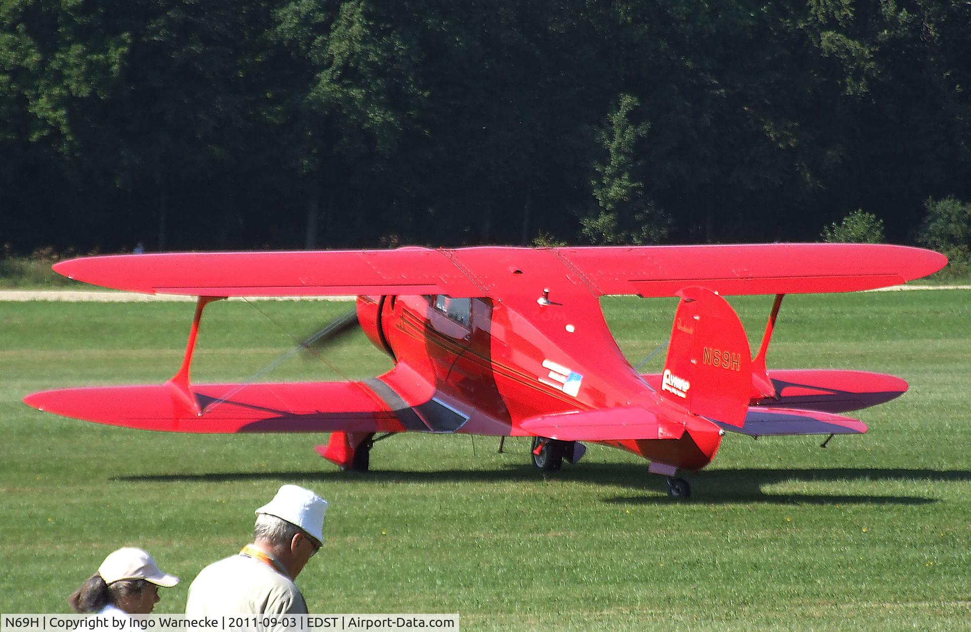 N69H, 1943 Beech D17S Staggerwing C/N 4896, Beechcraft D17S Staggerwing at the 2011 Hahnweide Fly-in, Kirchheim unter Teck airfield 