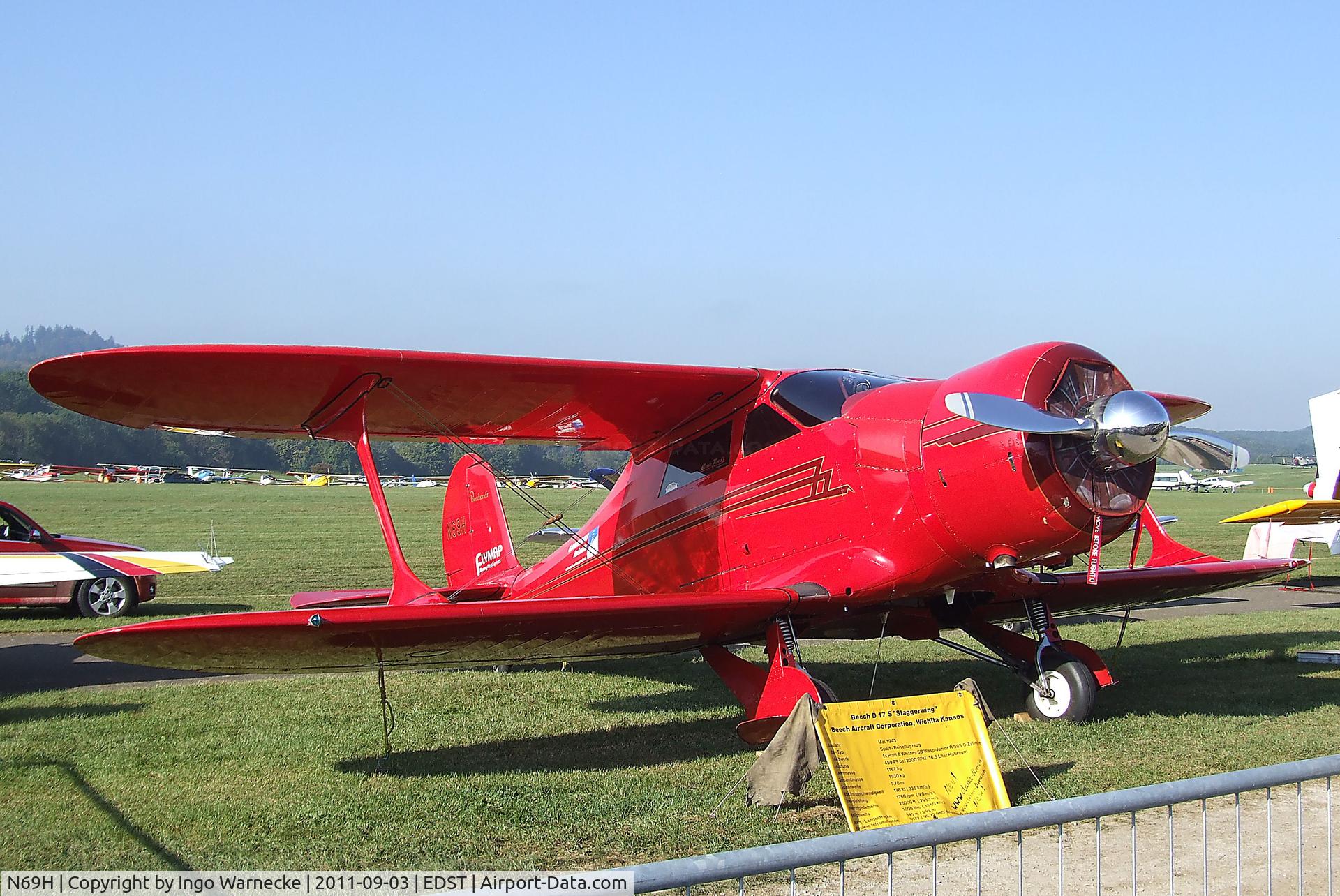 N69H, 1943 Beech D17S Staggerwing C/N 4896, Beechcraft D17S Staggerwing at the 2011 Hahnweide Fly-in, Kirchheim unter Teck airfield