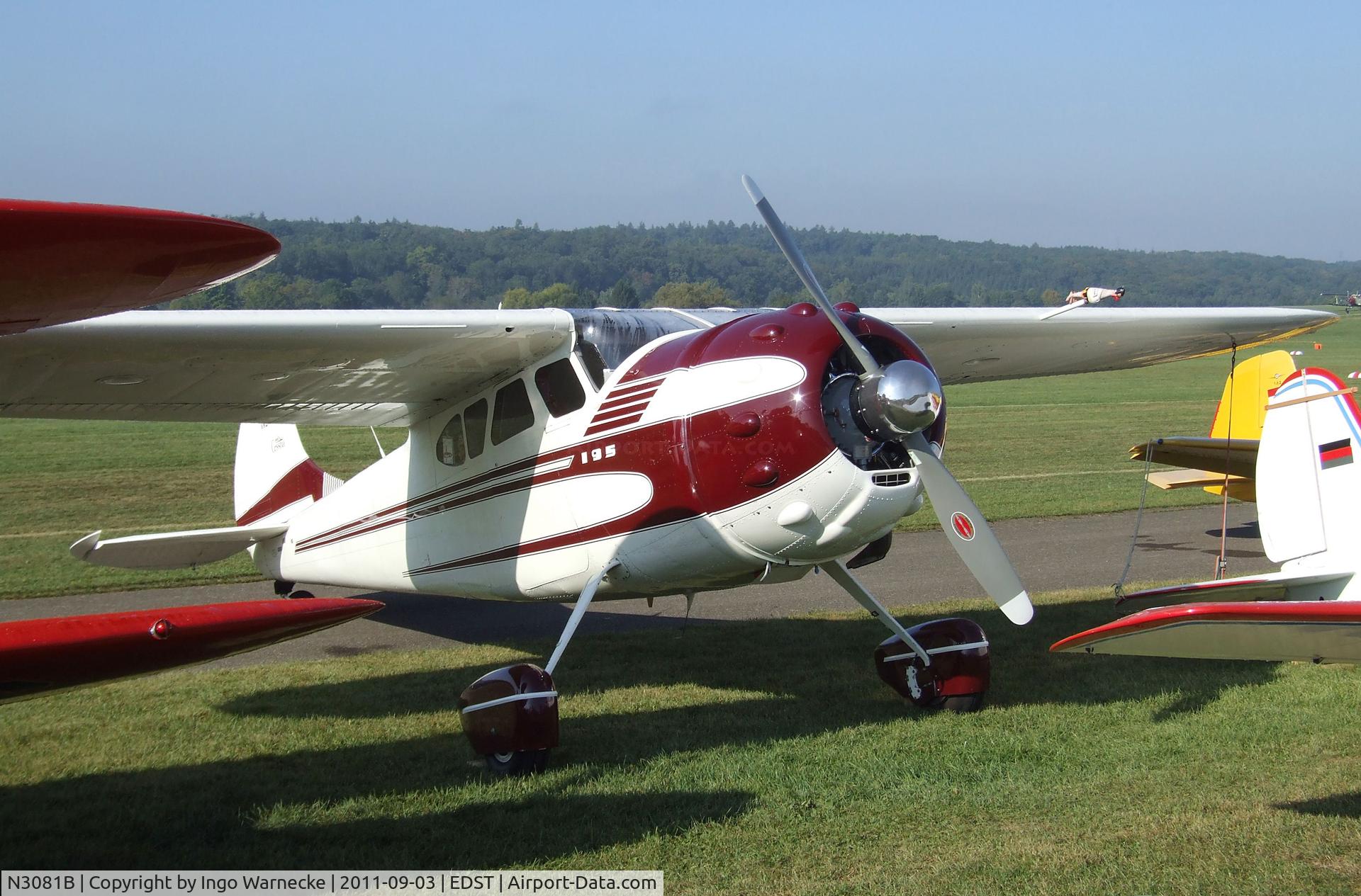 N3081B, 1952 Cessna 195B Businessliner C/N 7966, Cessna 195B at the 2011 Hahnweide Fly-in, Kirchheim unter Teck airfield