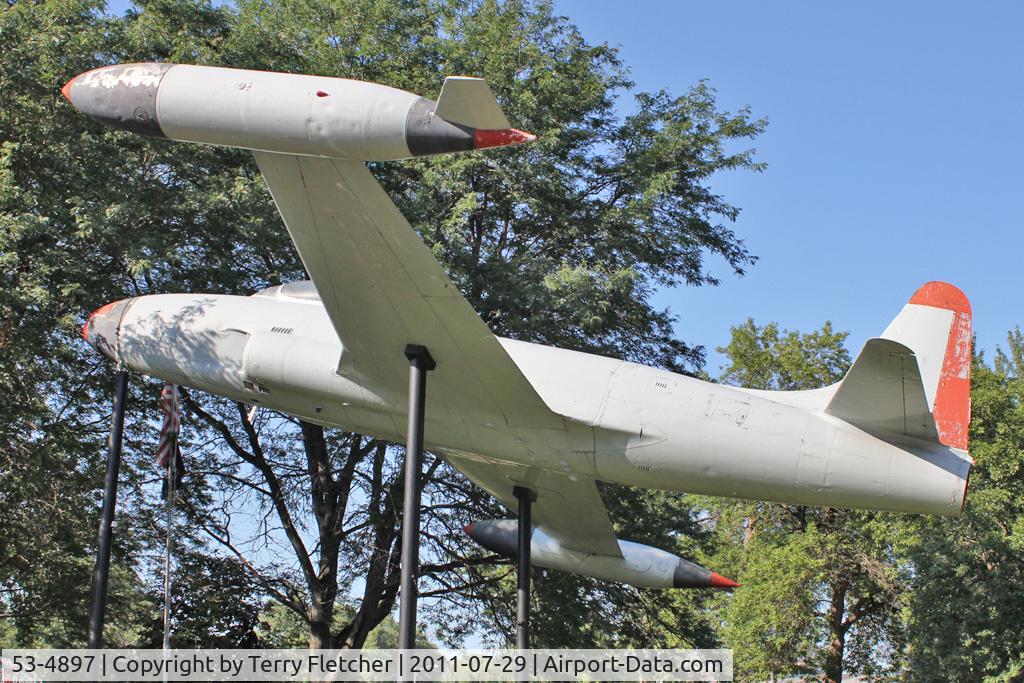 53-4897, 1953 Lockheed T-33A Shooting Star C/N 580-8236, Preserved on a pole at Fall River