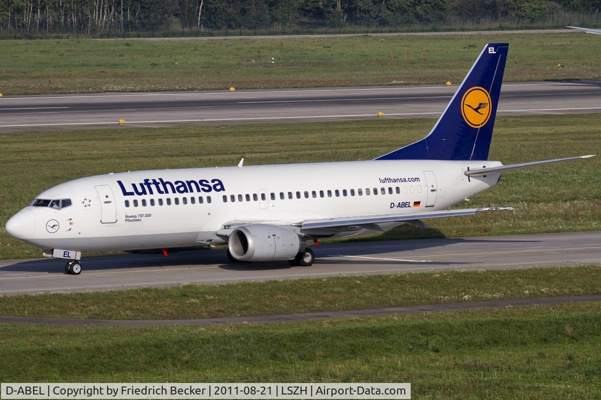 D-ABEL, 1991 Boeing 737-330 C/N 25415, taxying to the gate