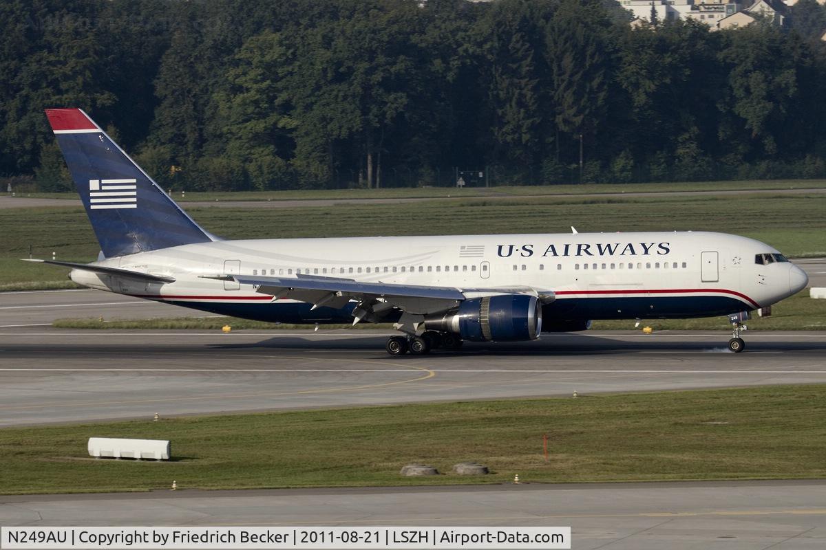 N249AU, 1987 Boeing 767-201 C/N 23901, decelerating after touchdown