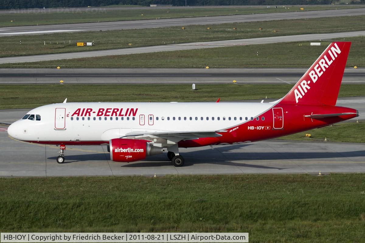 HB-IOY, 2007 Airbus A319-111 C/N 3202, taxying to the gate