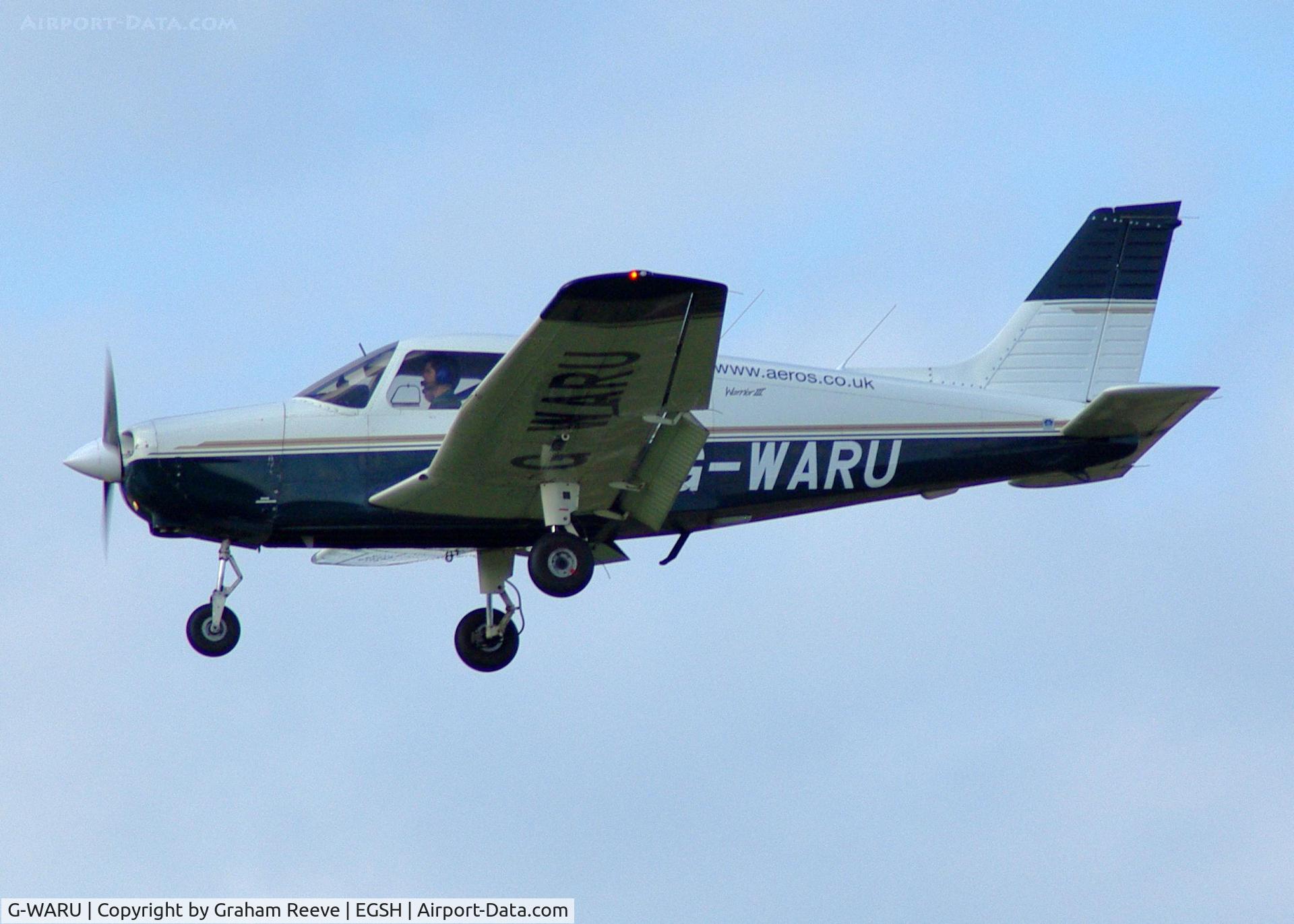 G-WARU, 1997 Piper PA-28-161 Cherokee Warrior III C/N 28-42023, About to land.