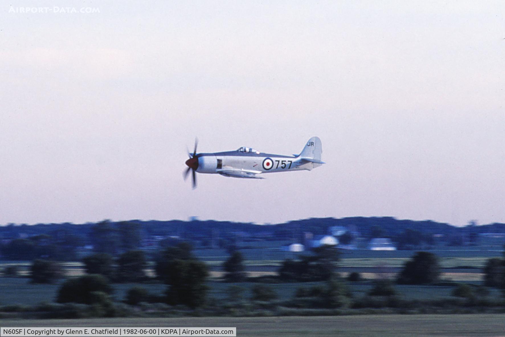 N60SF, 1953 Hawker Sea Fury FB.11 C/N 41H/656816, Low pass down runway 10, seen from the control tower.