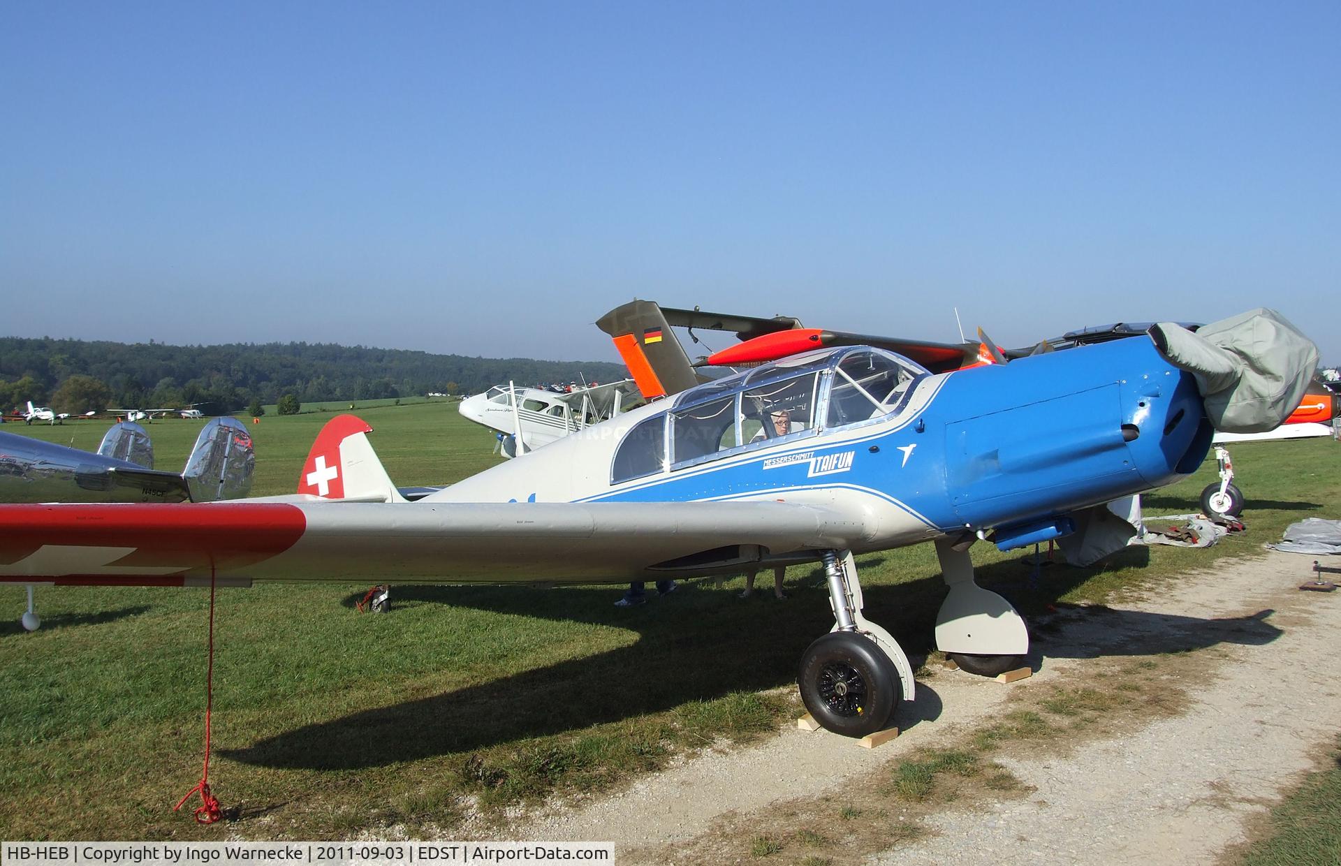 HB-HEB, 1938 Messerschmitt Bf-108B-1 Taifun C/N 1988, Messerschmitt Bf 108B Taifun at the 2011 Hahnweide Fly-in, Kirchheim unter Teck airfield