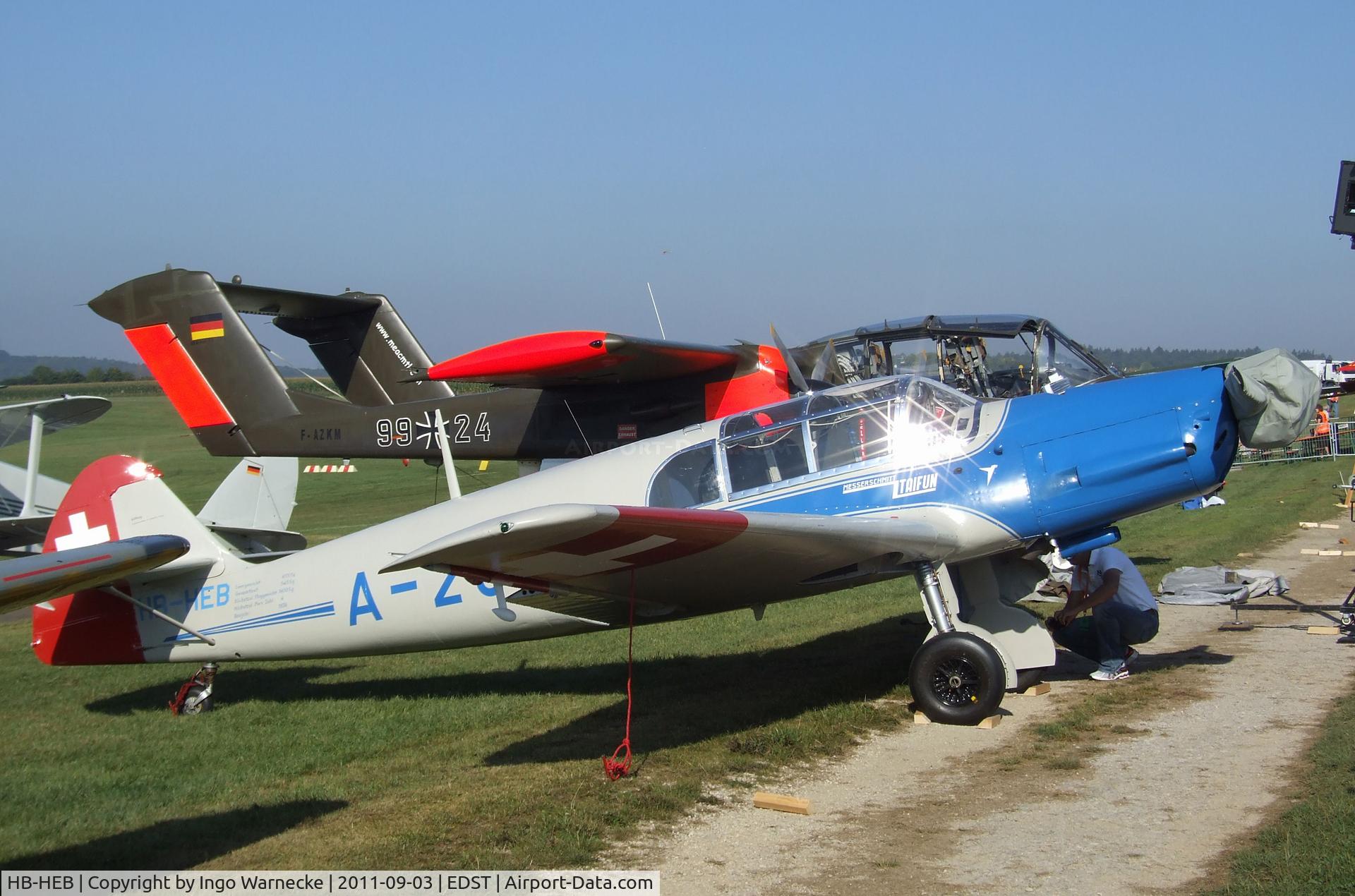 HB-HEB, 1938 Messerschmitt Bf-108B-1 Taifun C/N 1988, Messerschmitt Bf 108B Taifun at the 2011 Hahnweide Fly-in, Kirchheim unter Teck airfield