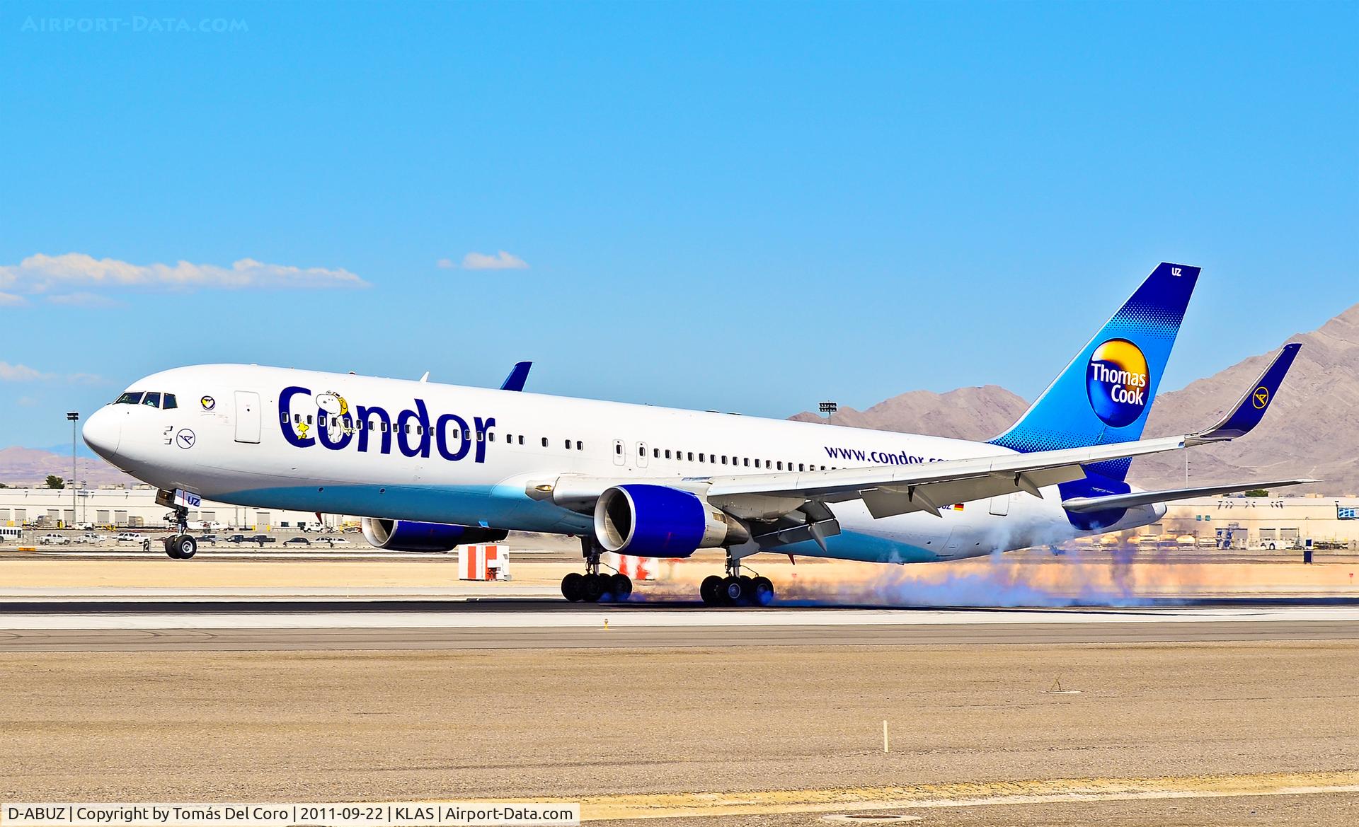 D-ABUZ, 1991 Boeing 767-330/ER C/N 25209, D-ABUZ Condor - Thomas Cook Boeing 767-330 (ER) C/N 25209

Las Vegas - McCarran International (LAS / KLAS)
USA - Nevada, September 22, 2011
Photo: Tomás Del Coro