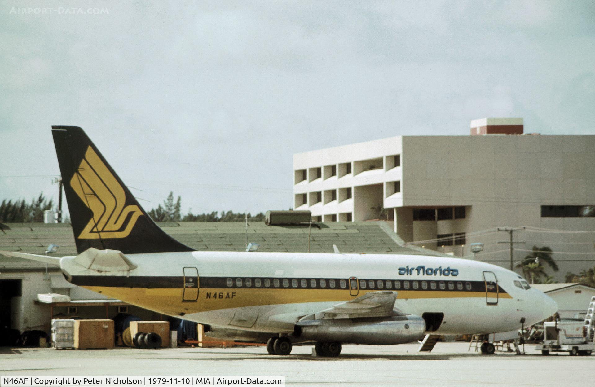 N46AF, 1969 Boeing 737-112 C/N 19768, Boeing 737-112 of Air Florida as seen at Miami in November 1979.
