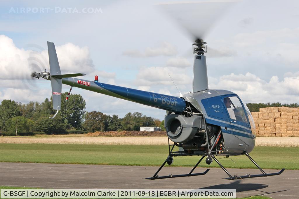 G-BSGF, 1990 Robinson R22 Beta C/N 1383, Robinson R22 Beta at Breighton Airfield's Helicopter Fly-In, September 2011.