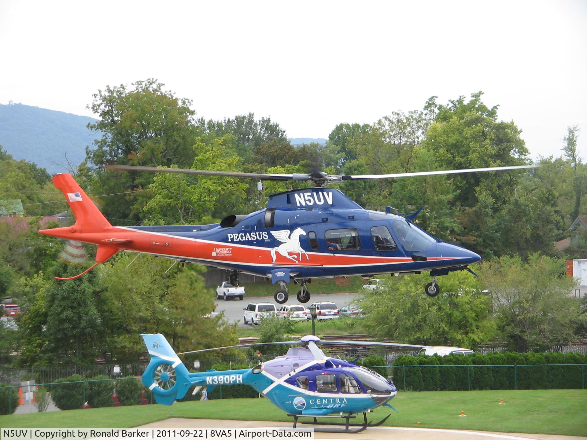 N5UV, Agusta A-109E C/N 11150, UVA Hospital, N390PH in the background
