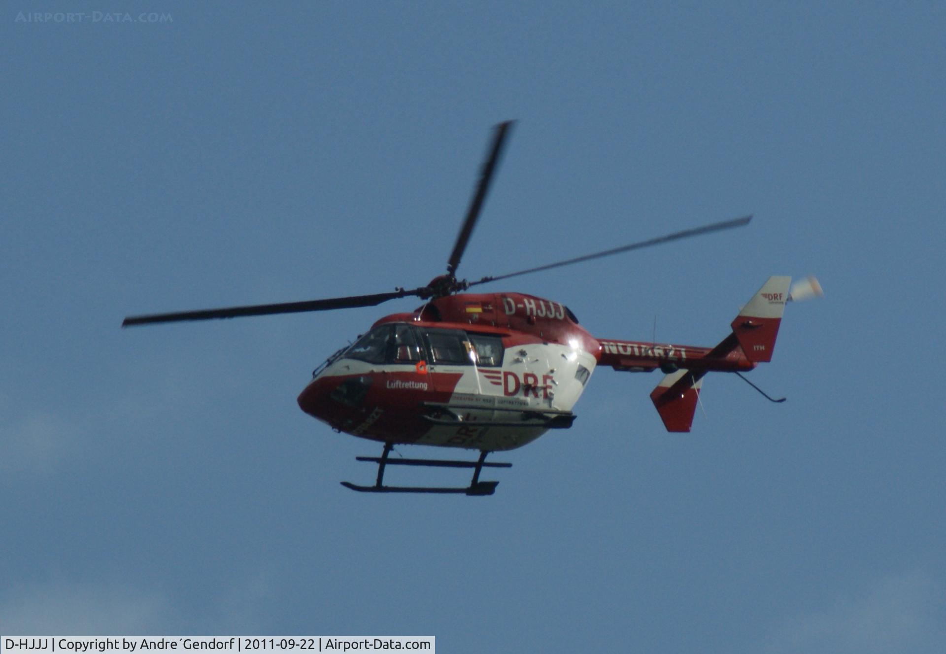 D-HJJJ, Eurocopter-Kawasaki BK-117B-2 C/N 7251, DRF / Deutsche Rettungsflugwacht, flying back from a rescue-mission