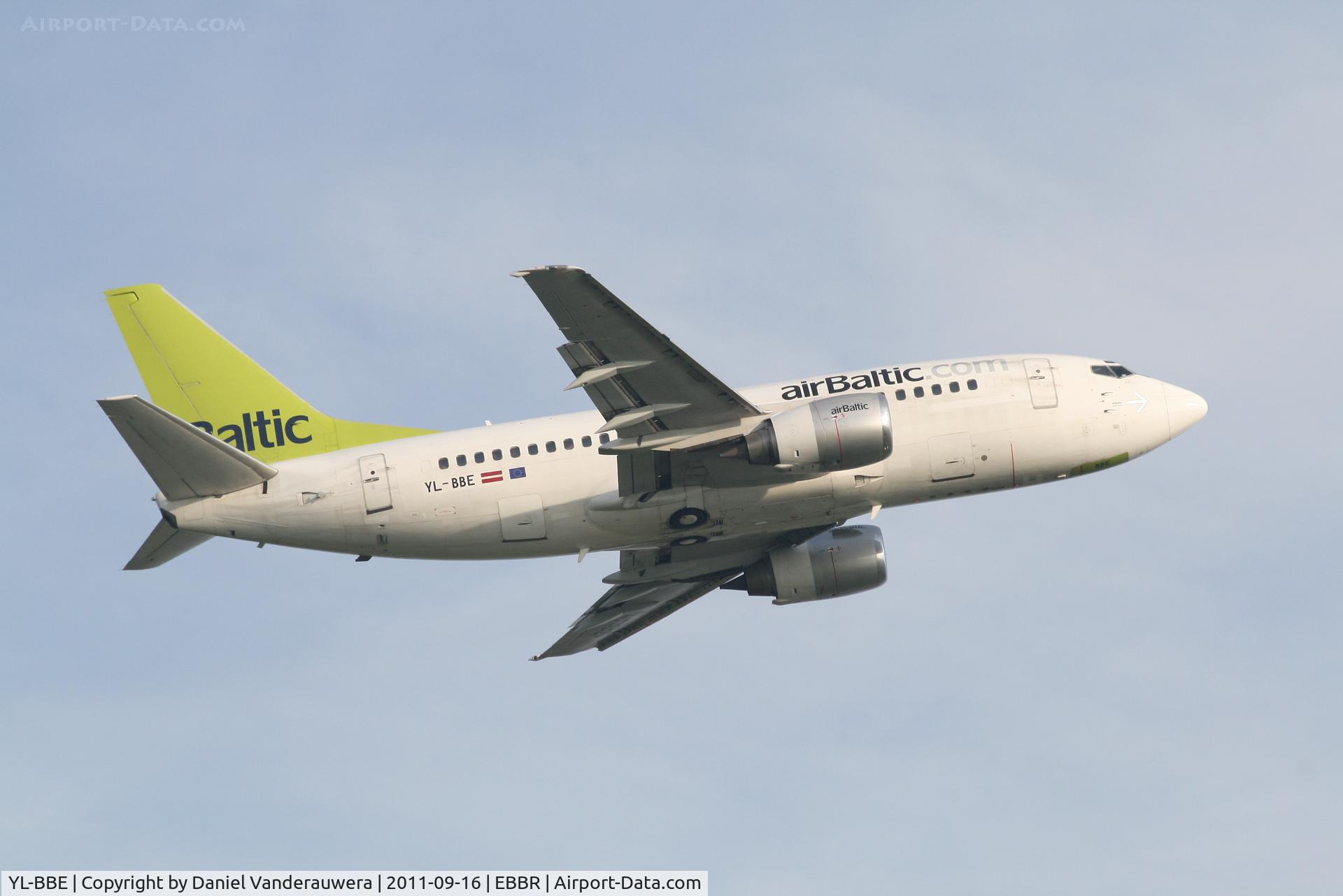 YL-BBE, 1998 Boeing 737-53S C/N 29073, Flight BT602 is climbing from RWY 07R