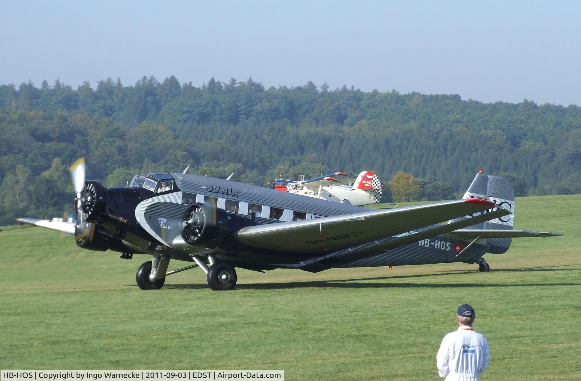 HB-HOS, 1939 Junkers Ju-52/3m g4e C/N 6580, Junkers Ju 52/3m g4e at the 2011 Hahnweide Fly-in, Kirchheim unter Teck airfield