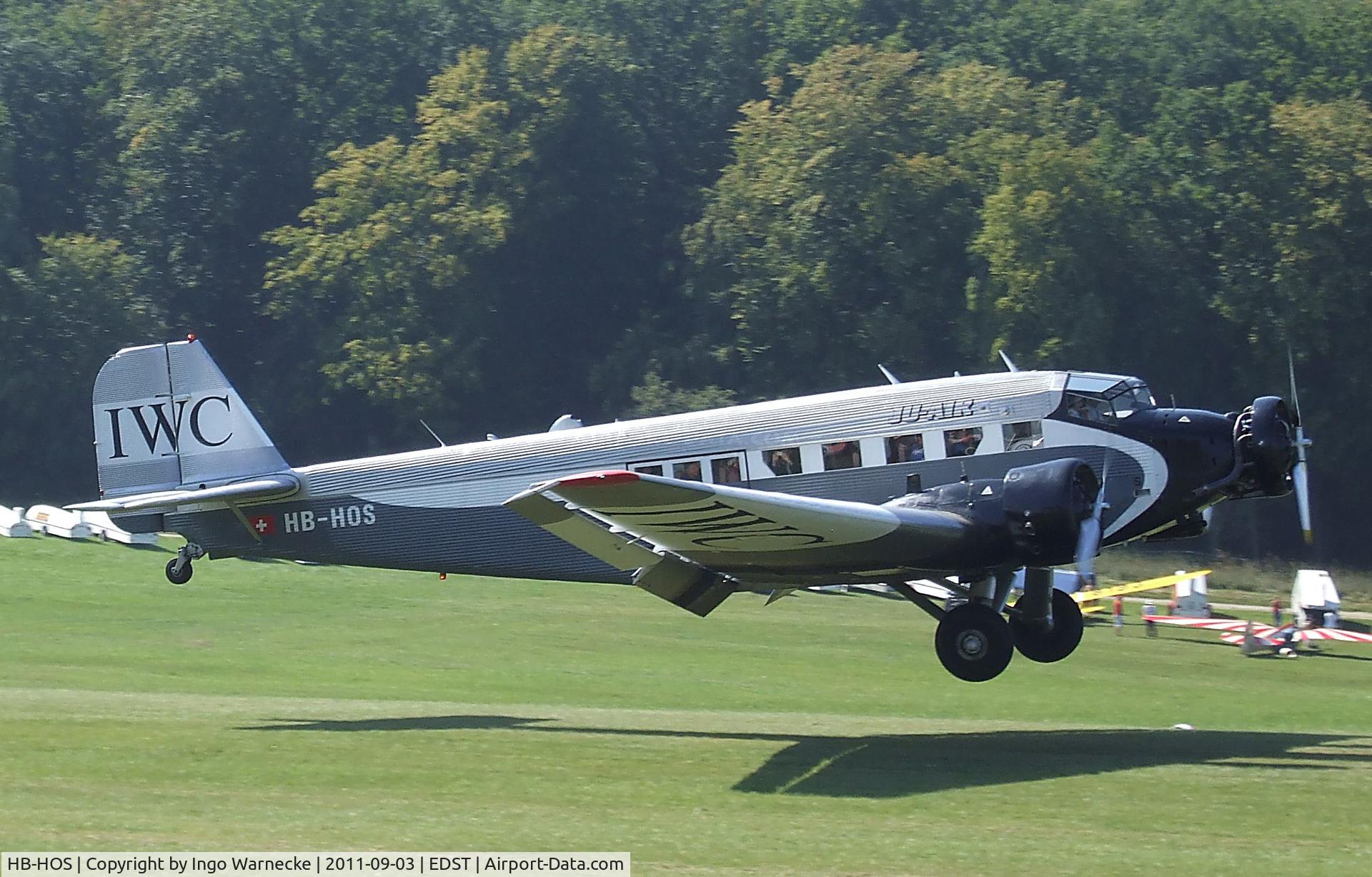 HB-HOS, 1939 Junkers Ju-52/3m g4e C/N 6580, Junkers Ju 52/3m g4e at the 2011 Hahnweide Fly-in, Kirchheim unter Teck airfield
